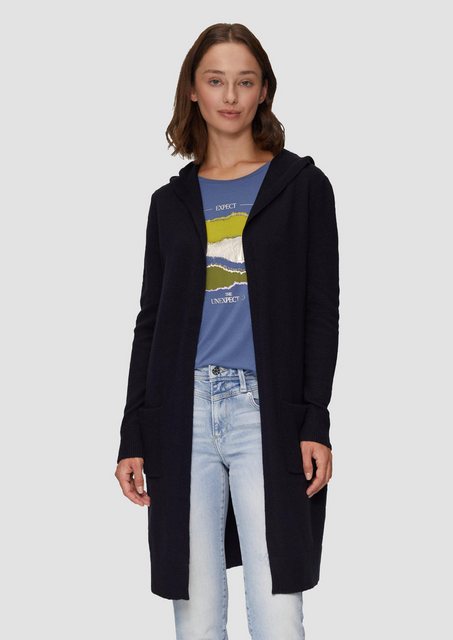 s.Oliver Strickjacke Long-Cardigan mit Kapuze Rippblende günstig online kaufen