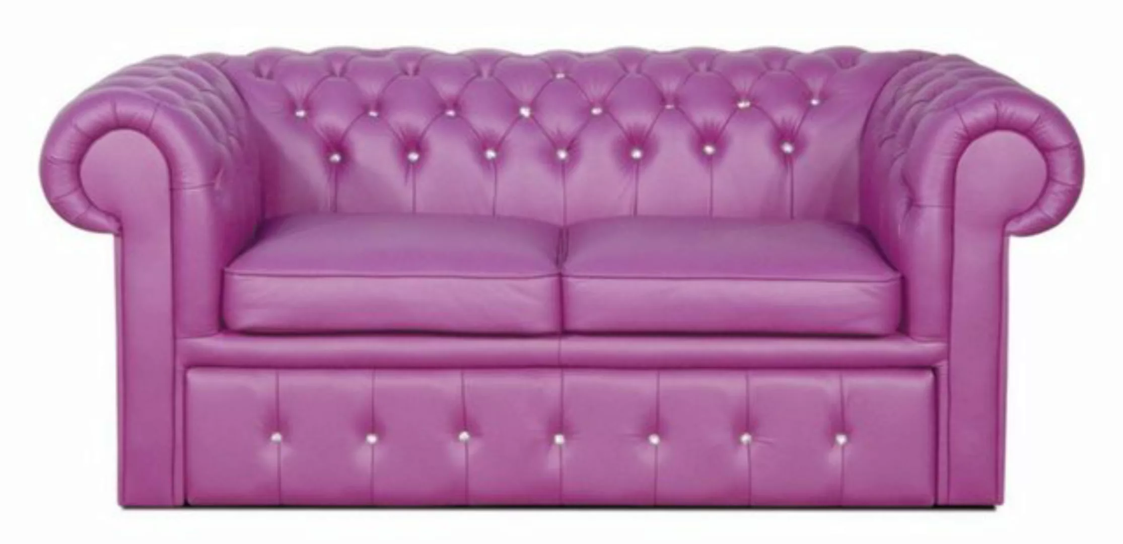 Casa Padrino 2-Sitzer Echtleder 2er Sofa in violett mit Swarowski Kristalls günstig online kaufen