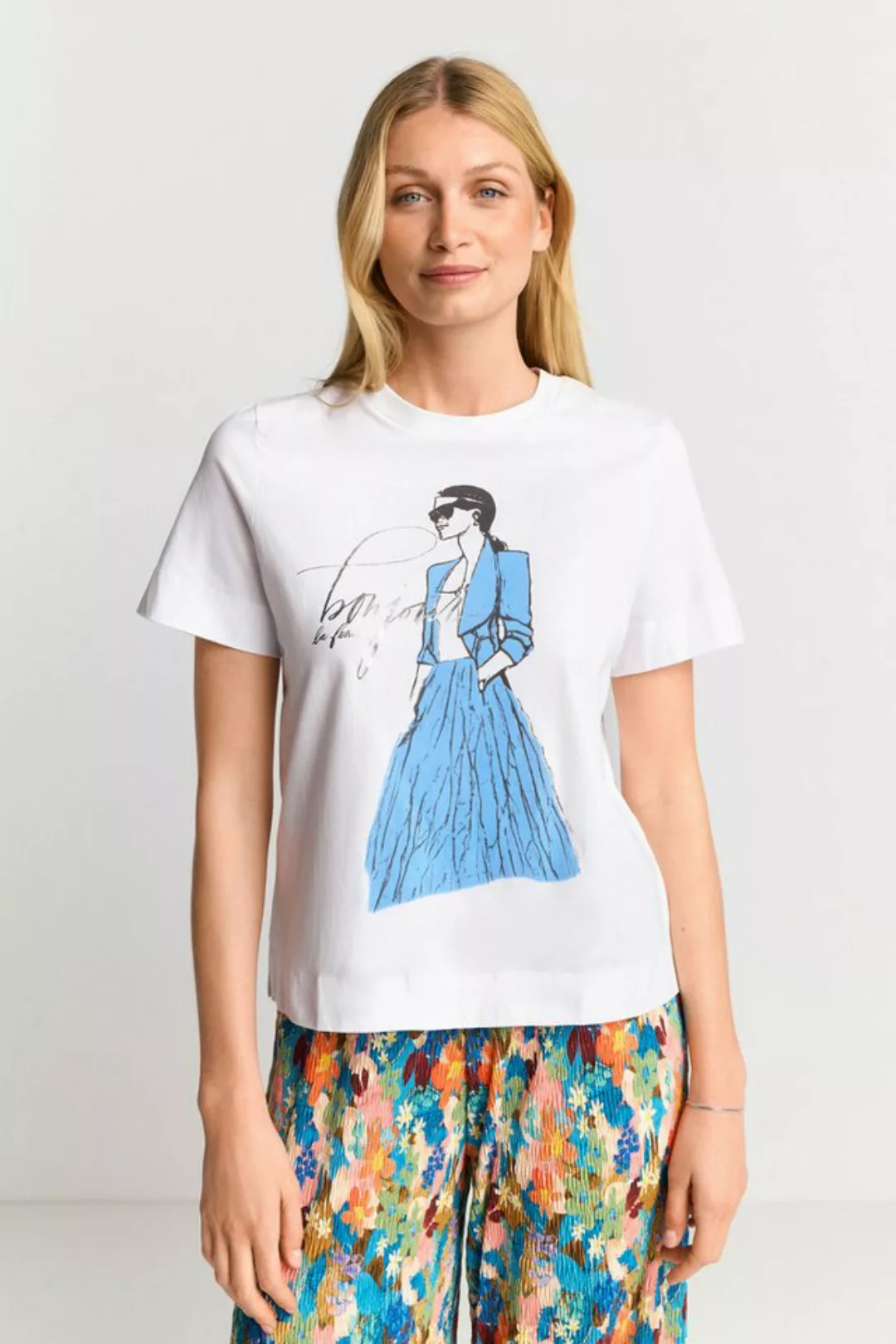 Rich & Royal T-Shirt Easy fit T-Shirt "Bonjour" with woman print günstig online kaufen