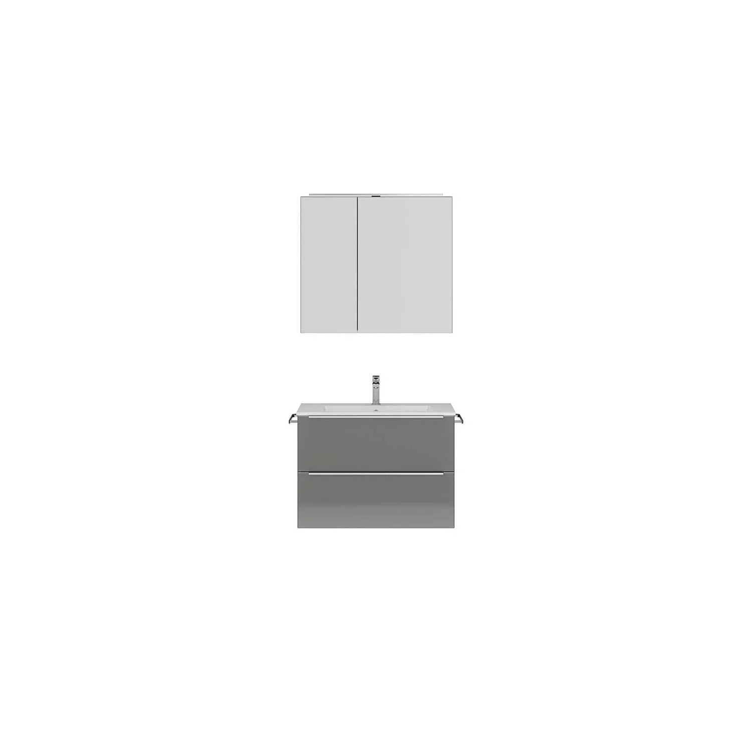 Bad Waschplatz Set mit Spiegelschrank in Hochglanz grau, 2 Handtuchhalter, günstig online kaufen