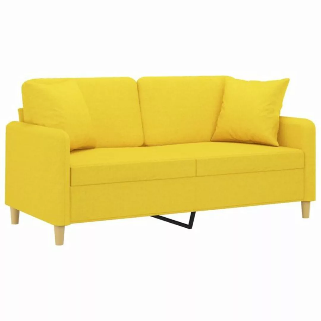vidaXL Sofa 2-Sitzer-Sofa mit Zierkissen Hellgelb 140 cm Stoff günstig online kaufen