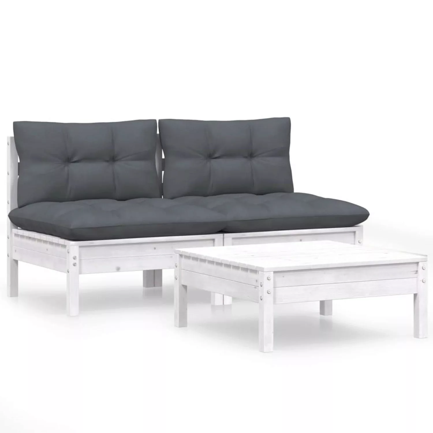 vidaXL 3-tlg Garten-Lounge-Set mit Anthrazit Kissen Kiefernholz Modell 1 günstig online kaufen