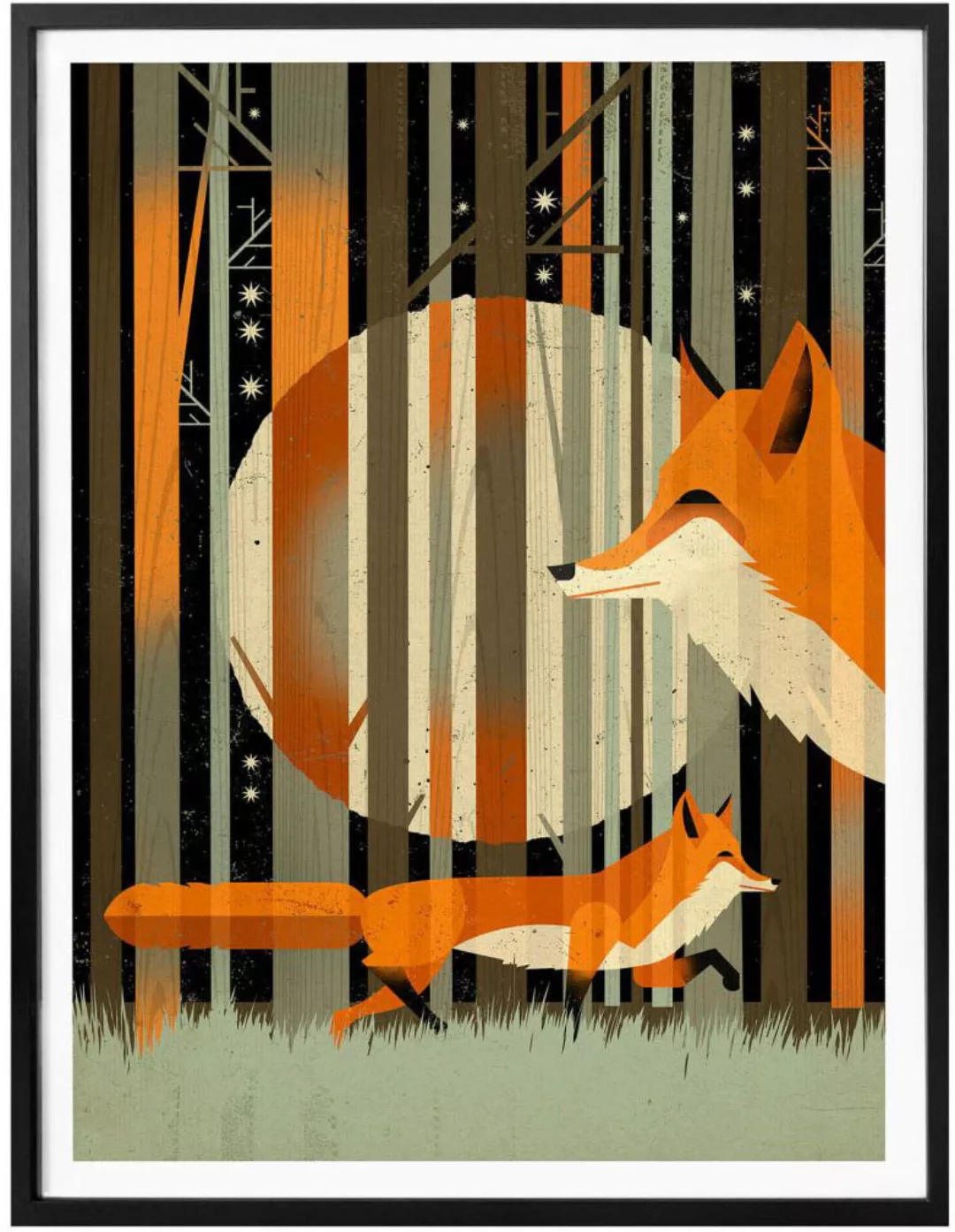 Wall-Art Poster »Midnight Foxes«, Schriftzug, (1 St.), Poster ohne Bilderra günstig online kaufen