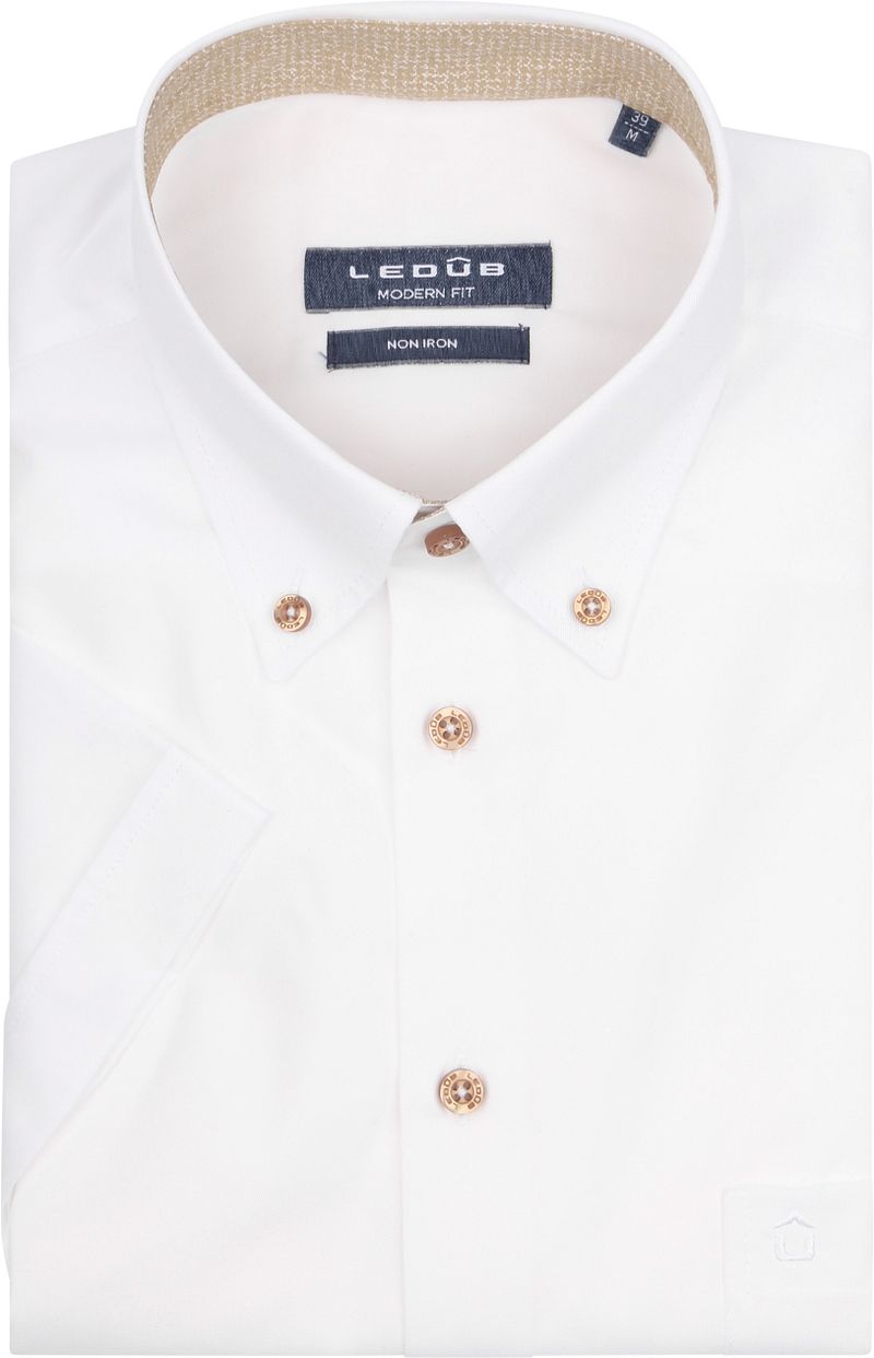 Ledub Short Sleeve Hemd Weiß Braun - Größe 39 günstig online kaufen