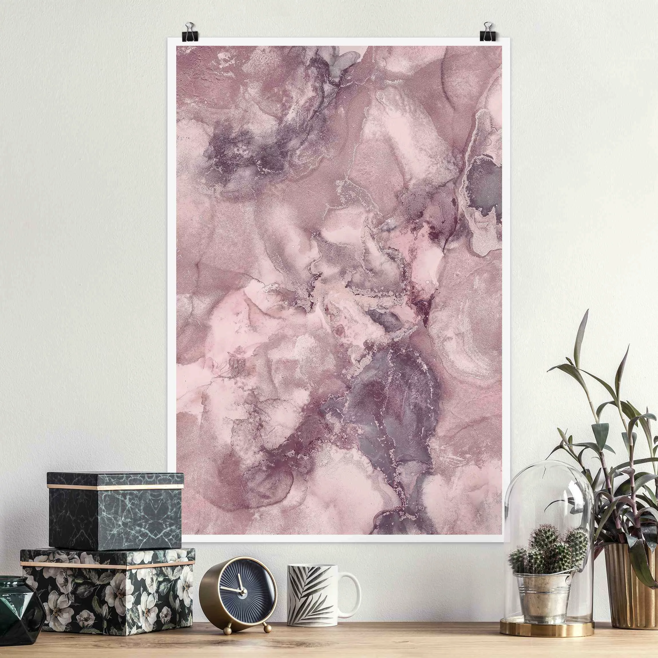 Poster Farbexperimente Marmor Violett günstig online kaufen