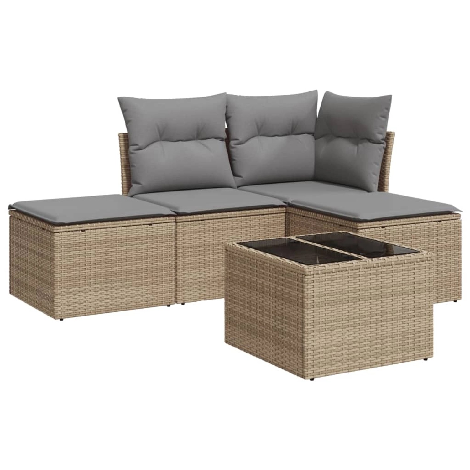 vidaXL 5-tlg Garten-Sofagarnitur mit Kissen Beige Poly Rattan Modell 49 günstig online kaufen