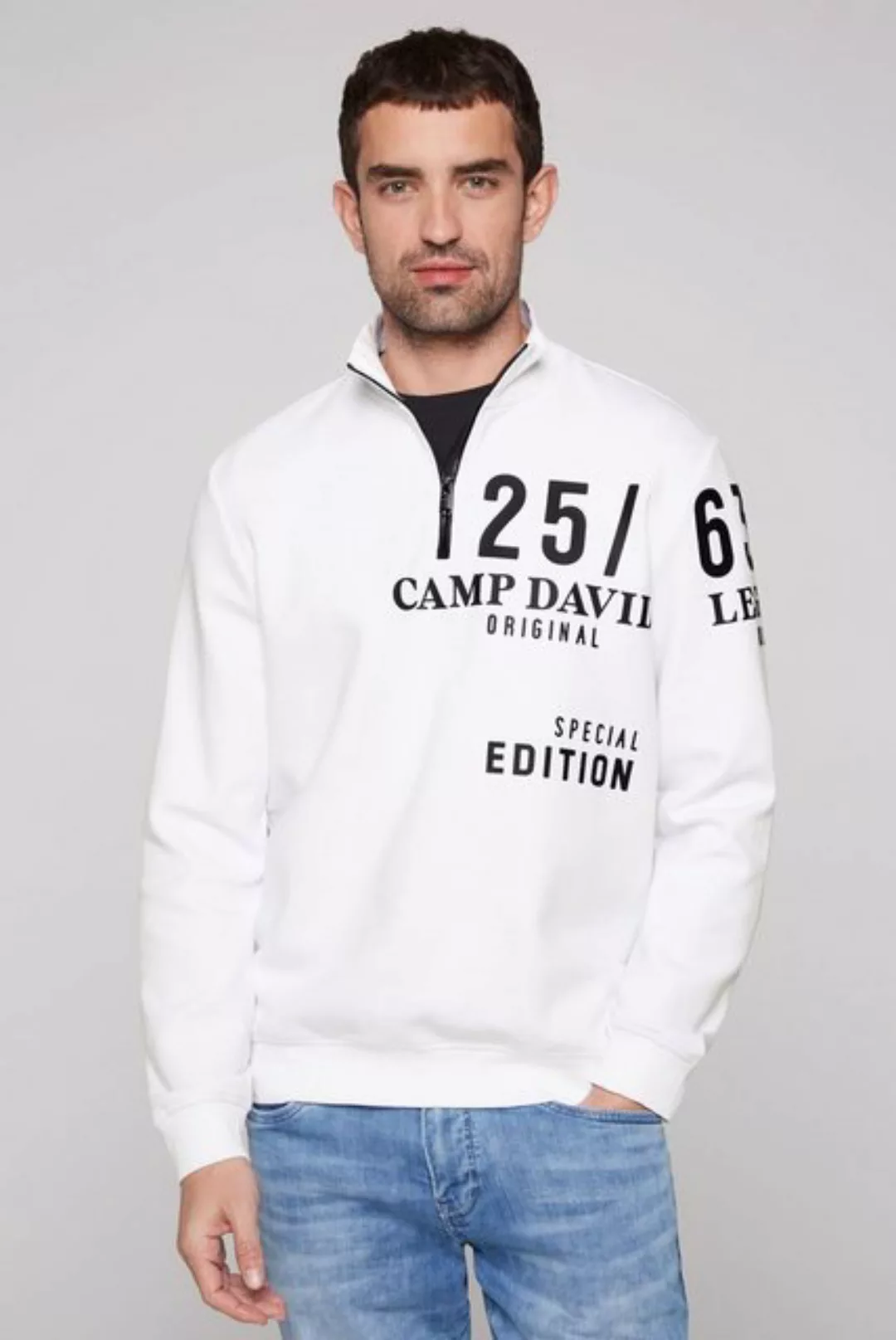 CAMP DAVID Sweater mit Zipper am Stehkragen günstig online kaufen
