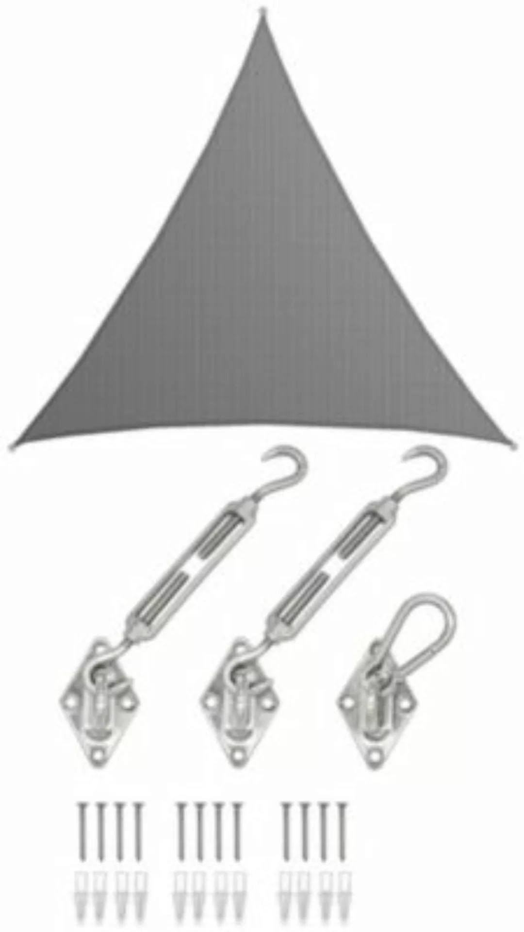 AMANKA 7x7x7 HDPE Sonnensegel Dreieck Grau mit Befestigung grau günstig online kaufen