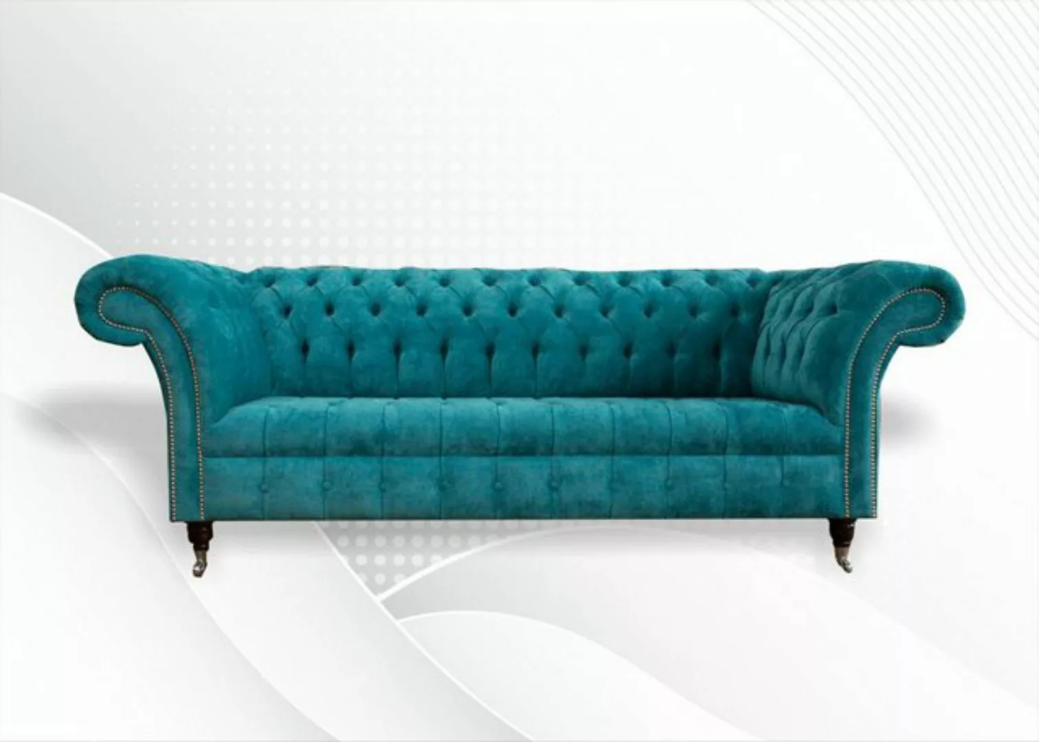 Xlmoebel Sofa Chesterfield-Sofa Polstermöbel Klassisch Stoff Türkis 3-Sitze günstig online kaufen