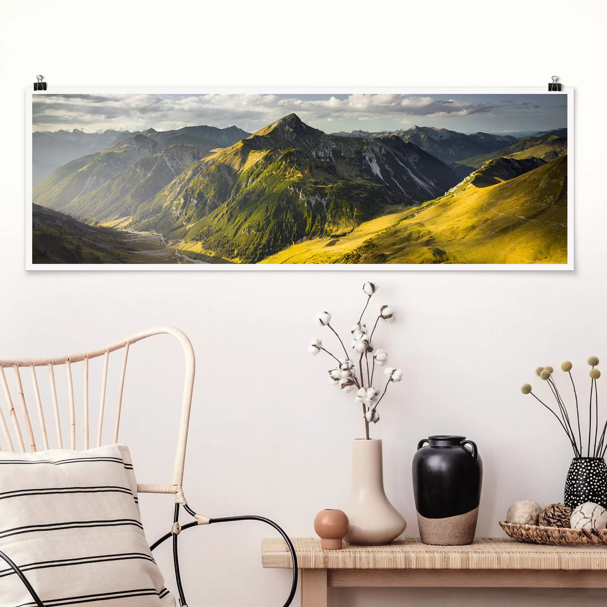 Panorama Poster Natur & Landschaft Berge und Tal der Lechtaler Alpen in Tir günstig online kaufen