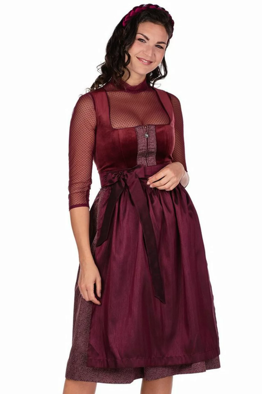 Spieth & Wensky Dirndl Samt Dirndl 2tlg. - BUCHSBAUM - dunkelrot/marsala günstig online kaufen