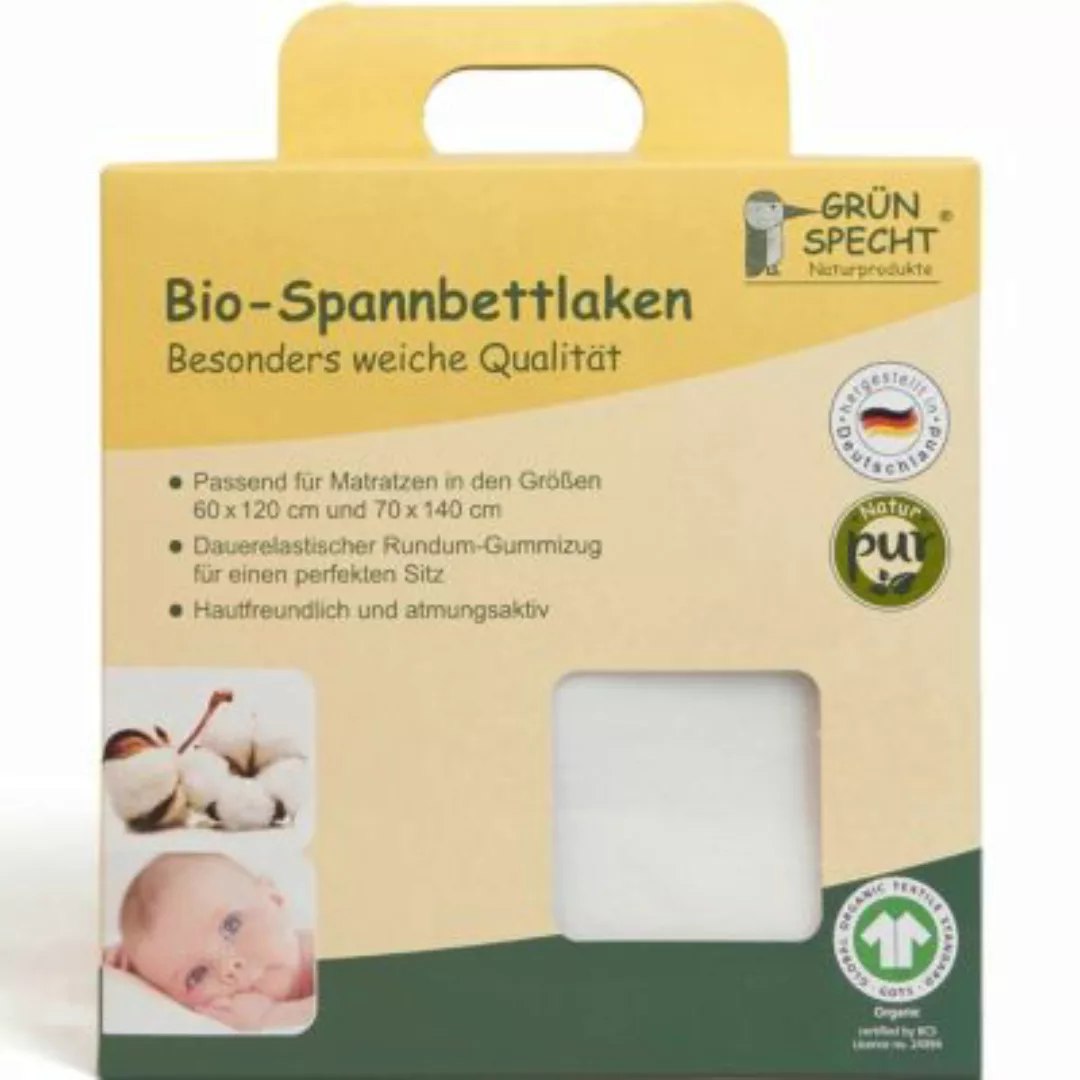 Grünspecht Bio-Spannbetttuch 60x120 - 70x140 cm weiß Gr. one size günstig online kaufen