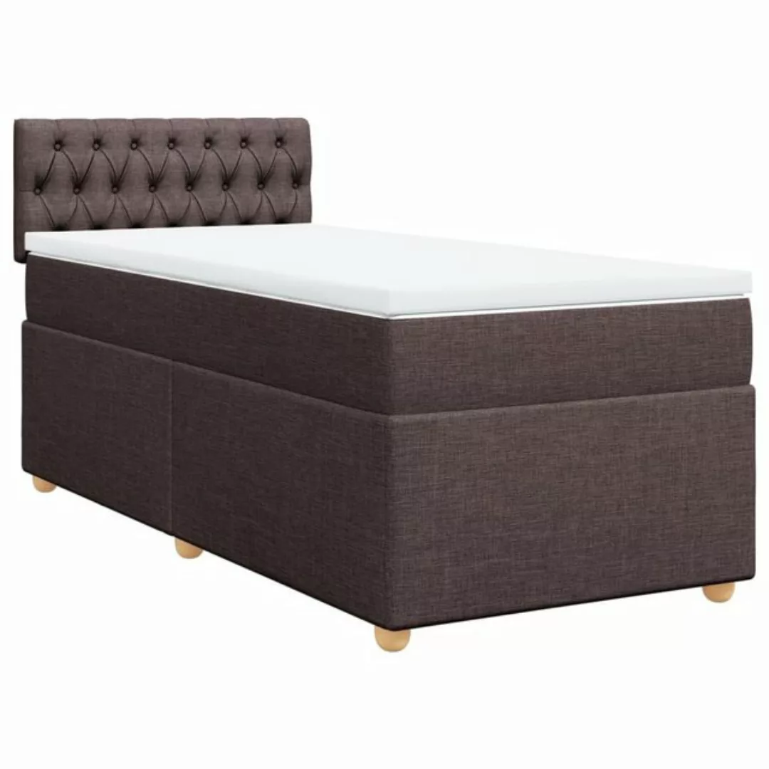 vidaXL Boxspringbett, Boxspringbett mit Matratze Dunkelbraun 90x190 cm Stof günstig online kaufen