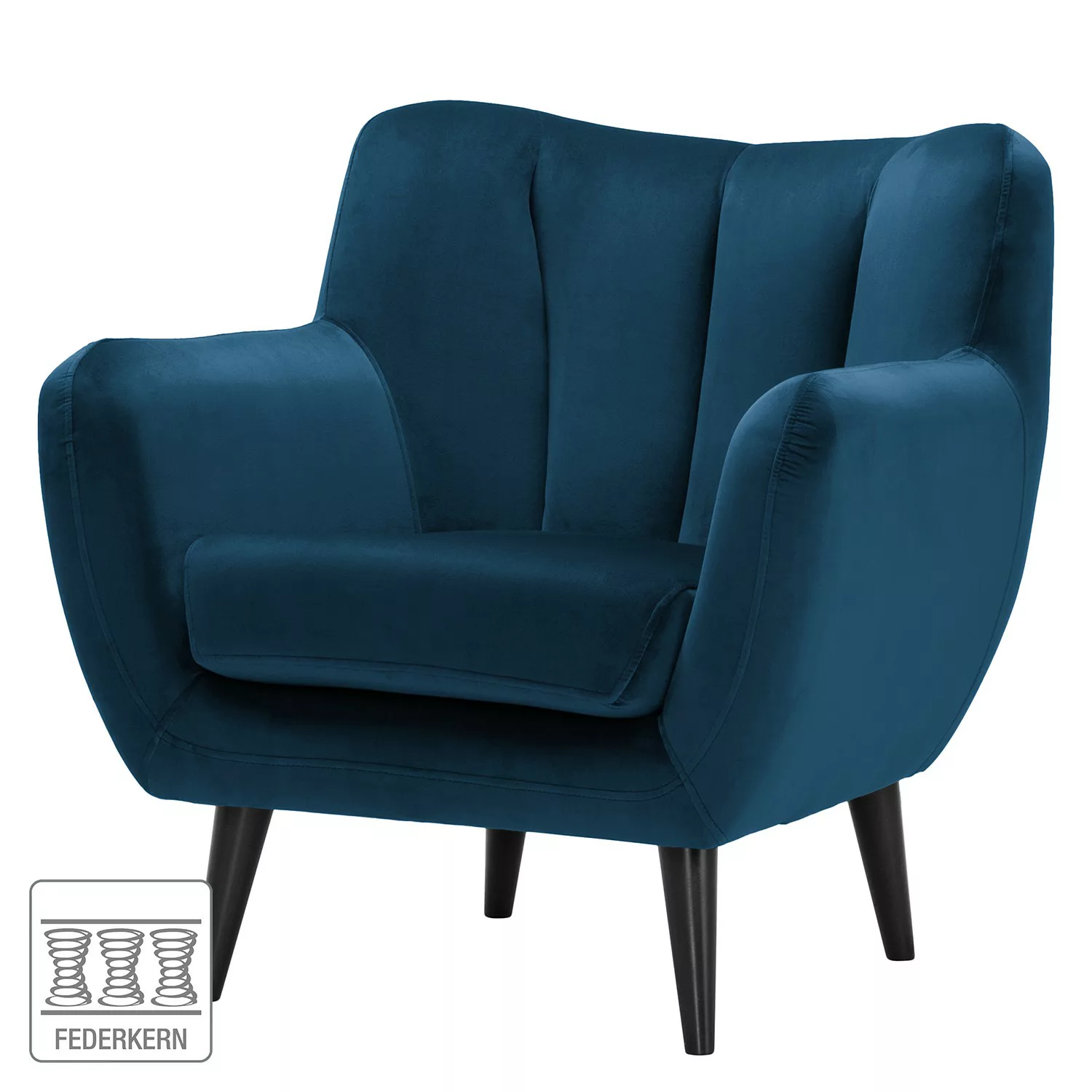 home24 Norrwood Sessel Polva I Marineblau Samt 84x82x81 cm (BxHxT) günstig online kaufen
