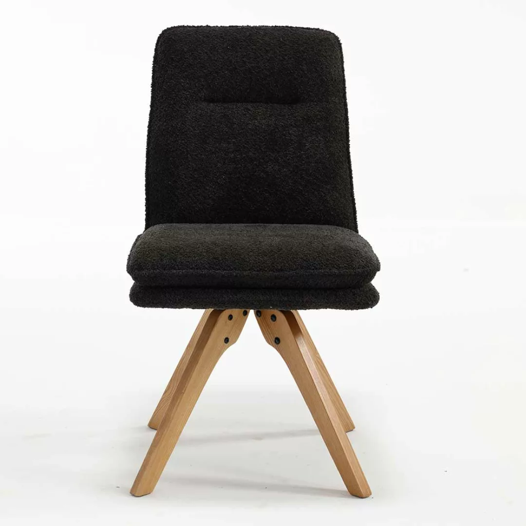Stühle mit Boucle Bezug in Anthrazit Gestell aus Massivholz (2er Set) günstig online kaufen