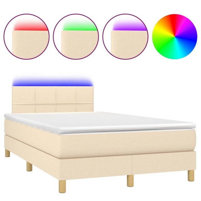 vidaXL Bettgestell Boxspringbett mit Matratze LED Creme 120x200 cm Stoff Be günstig online kaufen