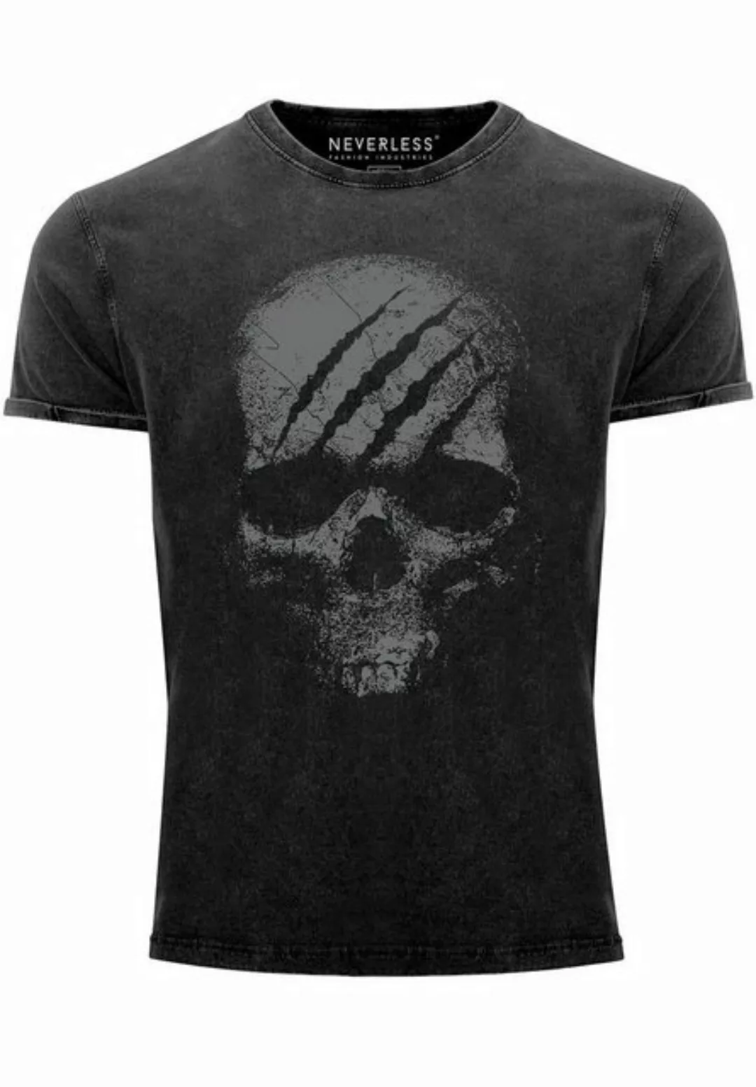 Neverless Print-Shirt Herren Vintage Shirt Totenkopf Skull Totenschädel Ske günstig online kaufen