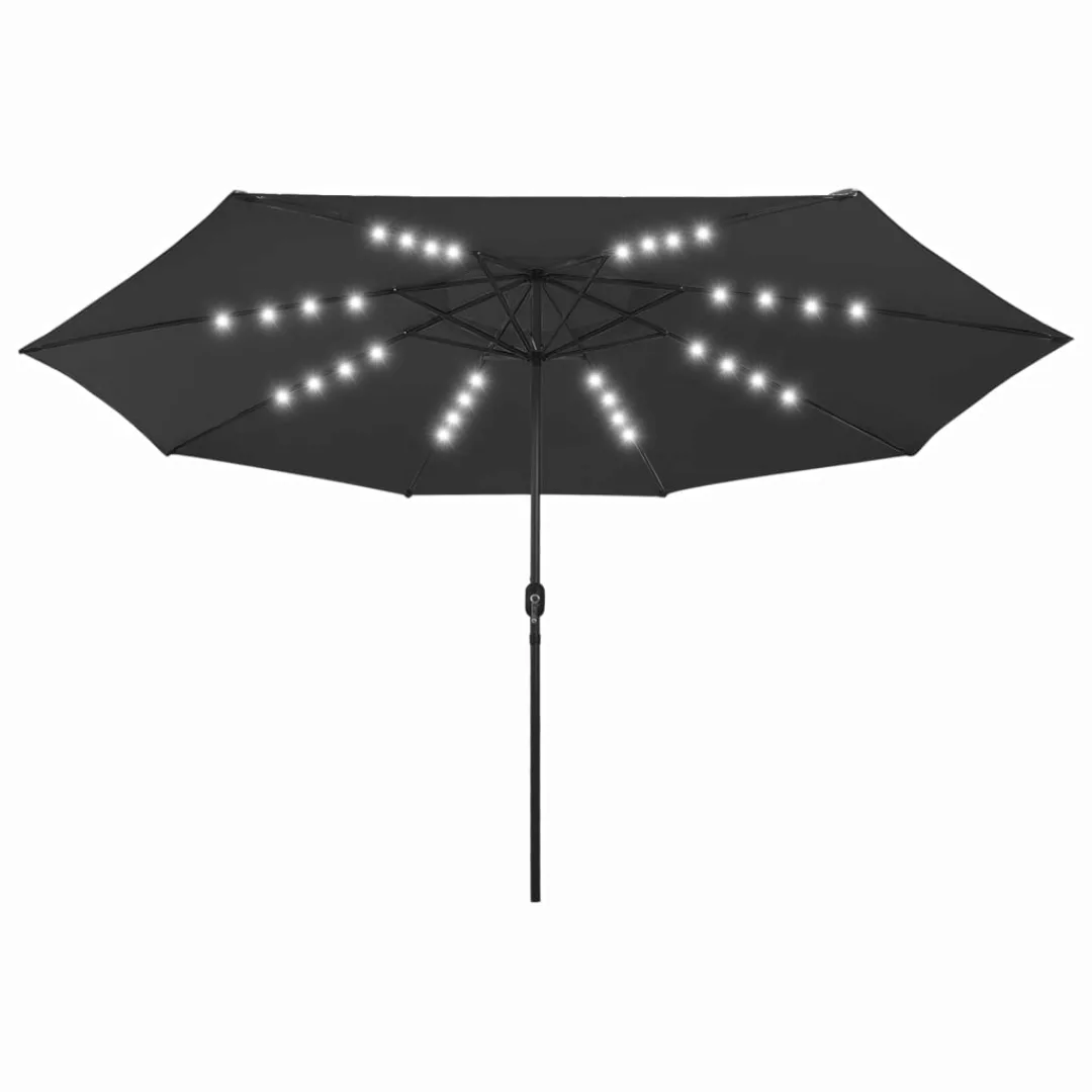 Sonnenschirm Mit Led-leuchten Und Metallmast 400 Cm Schwarz günstig online kaufen