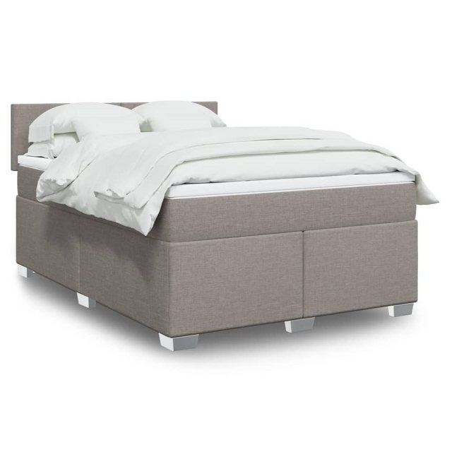 vidaXL Boxspringbett, Boxspringbett mit Matratze Taupe 140x200 cm Stoff günstig online kaufen