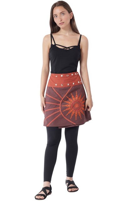 PUREWONDER Wickelrock Damen Rock mit Mandala-Blume bestickt sk193 Baumwolle günstig online kaufen