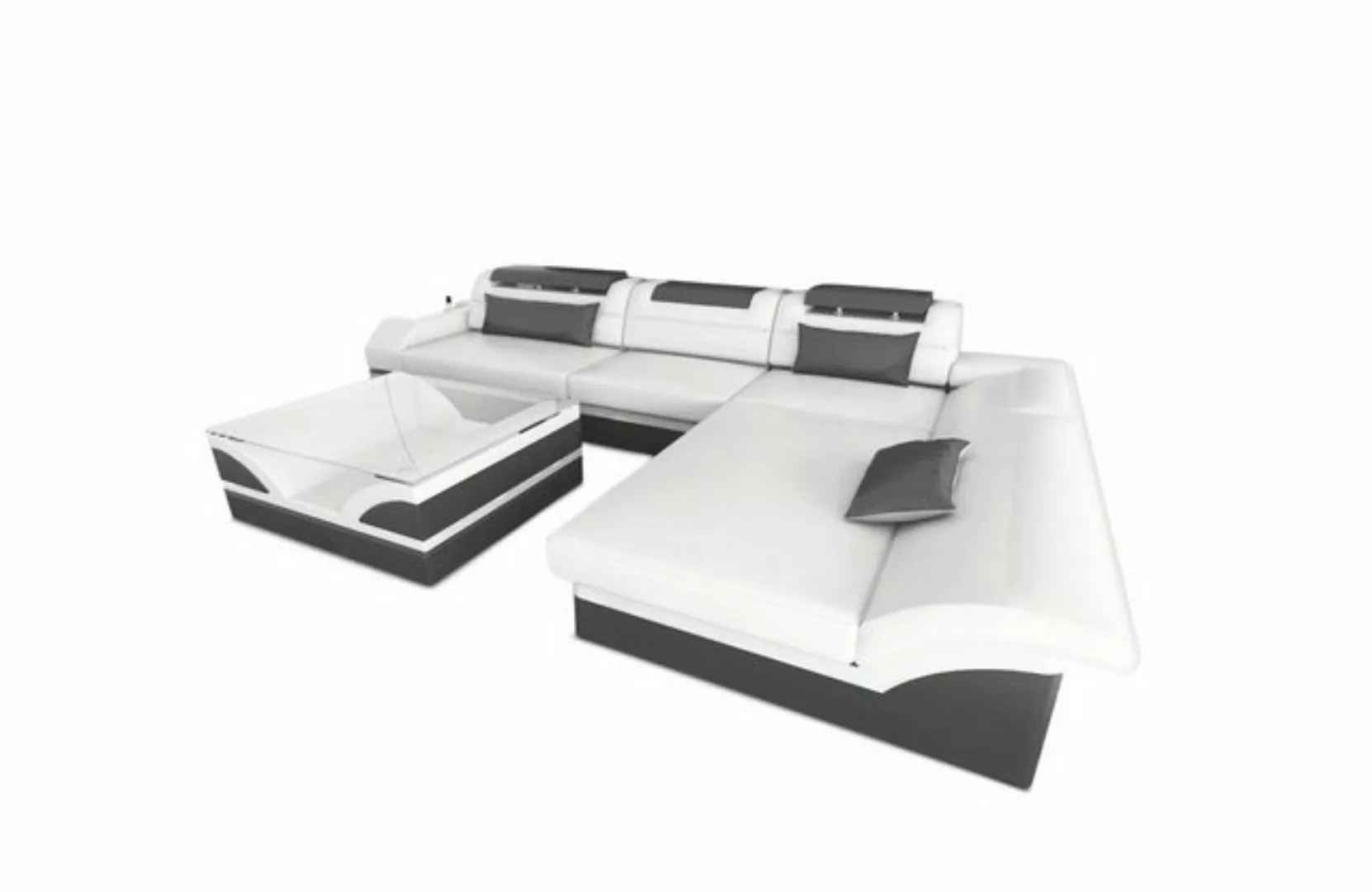 Sofa Dreams Ecksofa Couch Leder Sofa Monza L Form Ledersofa, Couch, mit LED günstig online kaufen