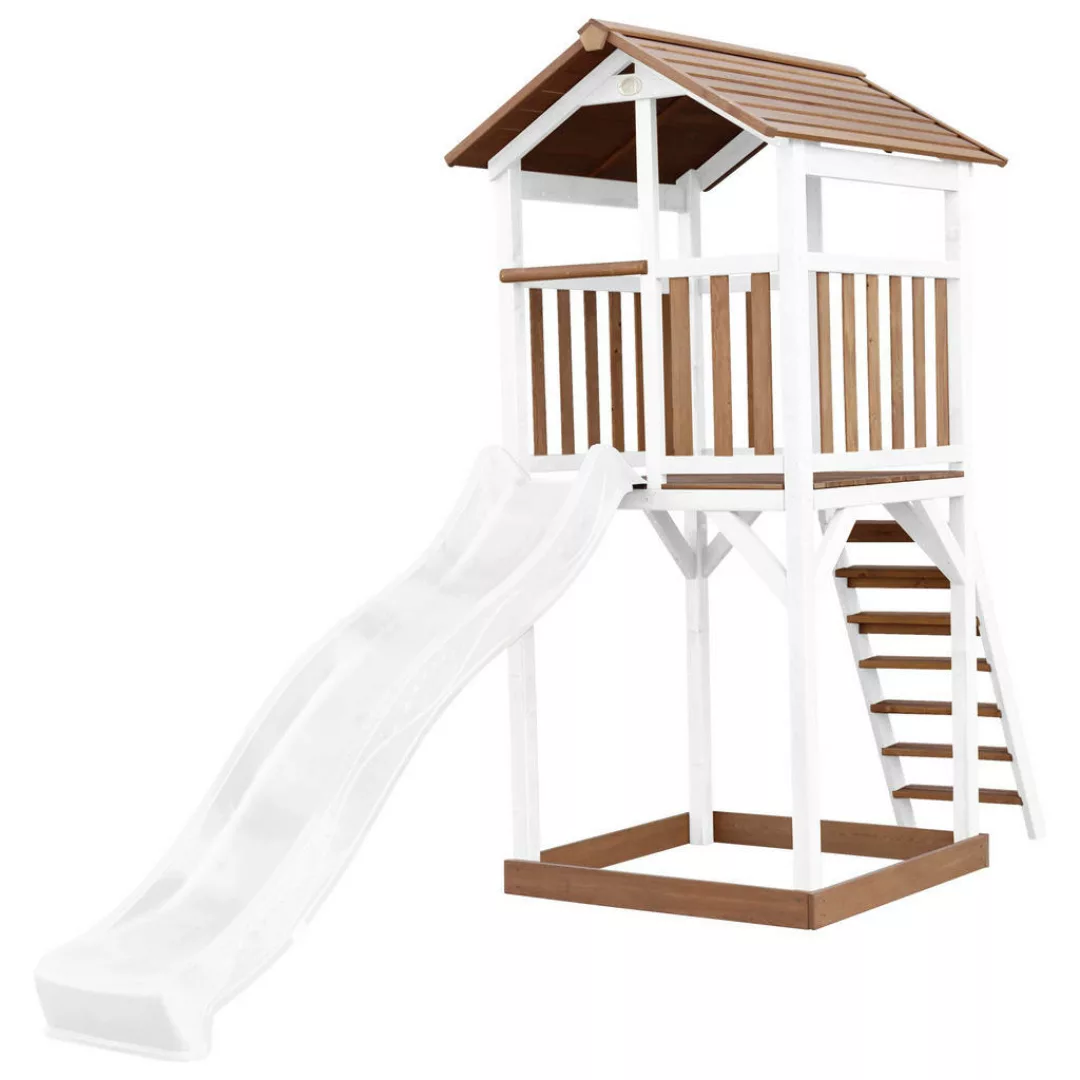 Axi Beach Tower Spielturm Braun - Weiß mit Grauer Rutsche 349 x 111 x 242 c günstig online kaufen