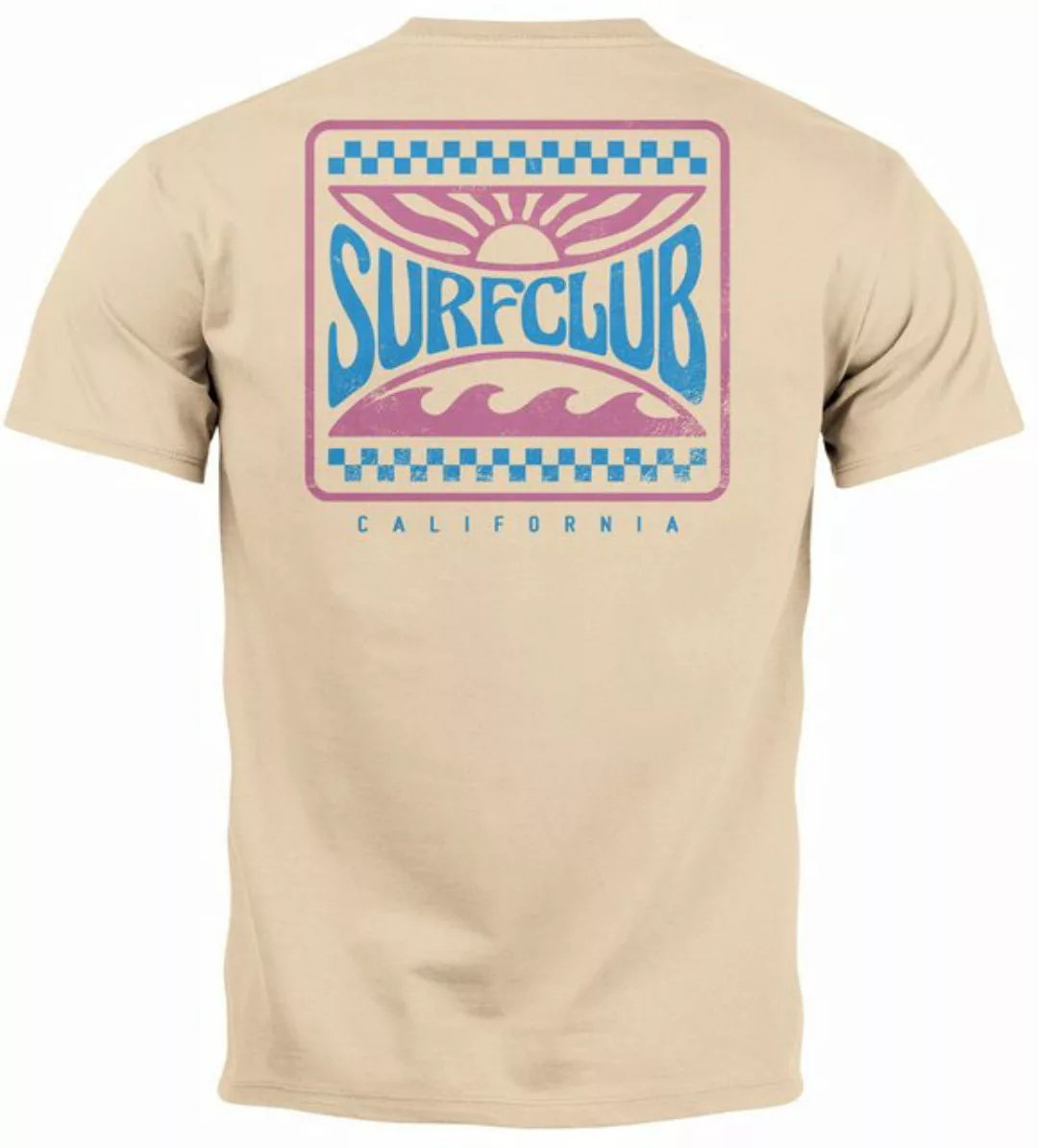 Neverless Print-Shirt Herren T-Shirt Surfing Surfclub California Retro Moti günstig online kaufen