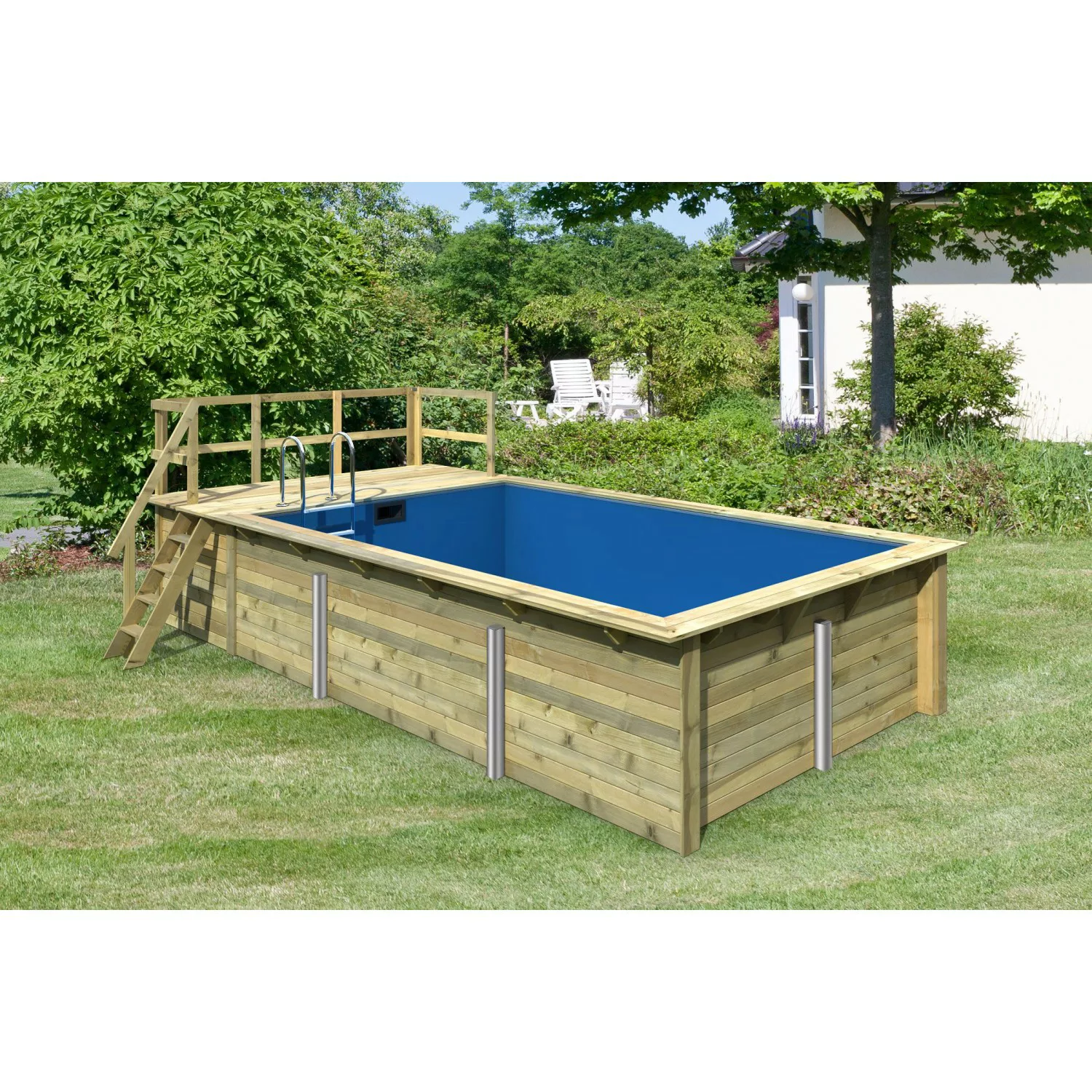 Karibu Pool Gr. 3 inkl. Terrasse KDI Innenhülle Blau günstig online kaufen