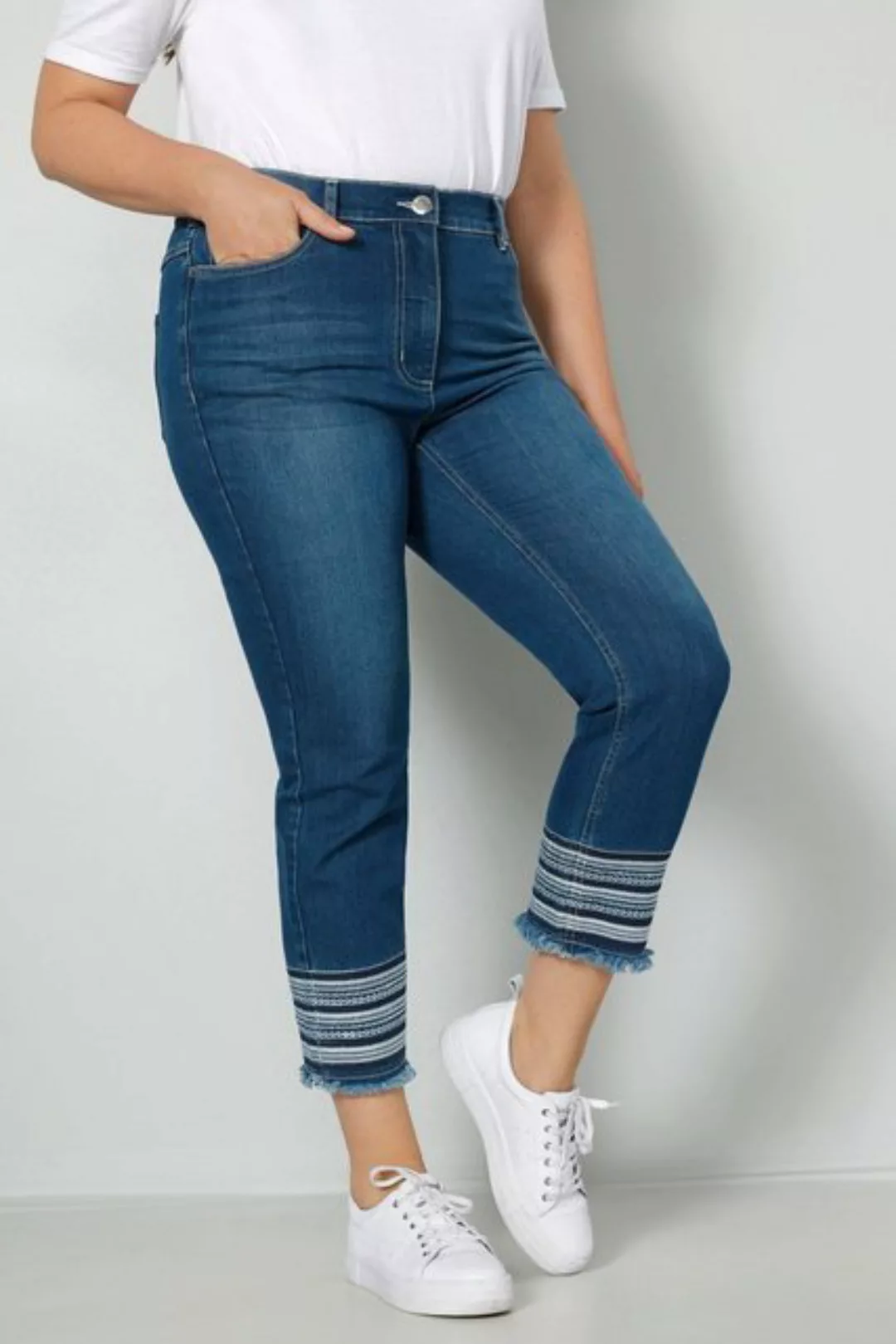 MIAMODA Regular-fit-Jeans 3/4-Jeans Slim Fit Saumstickerei 5-Pocket günstig online kaufen