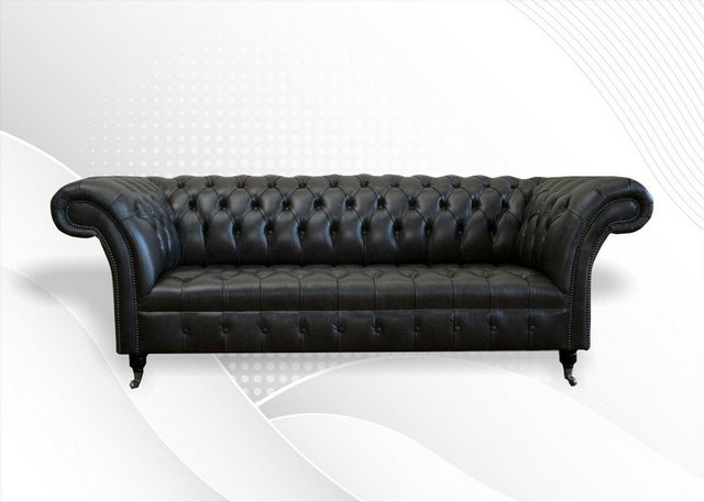 Xlmoebel Sofa Dreisitzer Chesterfield-Sofa in Schwarz mit Stoffbezug, Herge günstig online kaufen