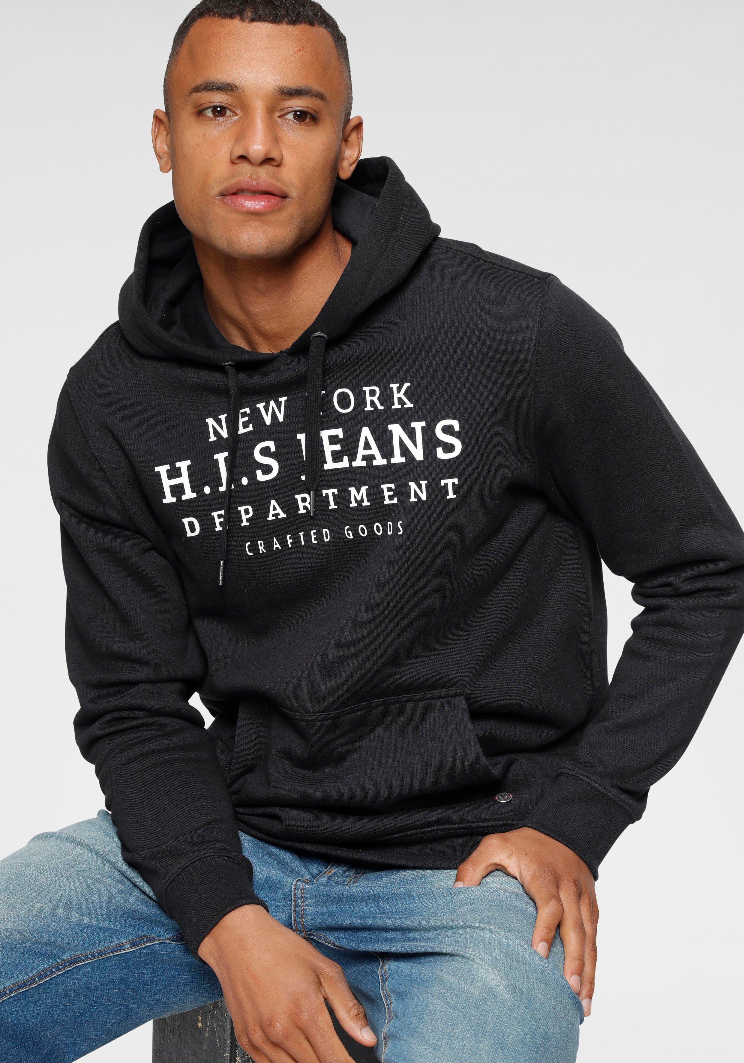 H.I.S Kapuzensweatshirt mit Print und Badge, günstig online kaufen