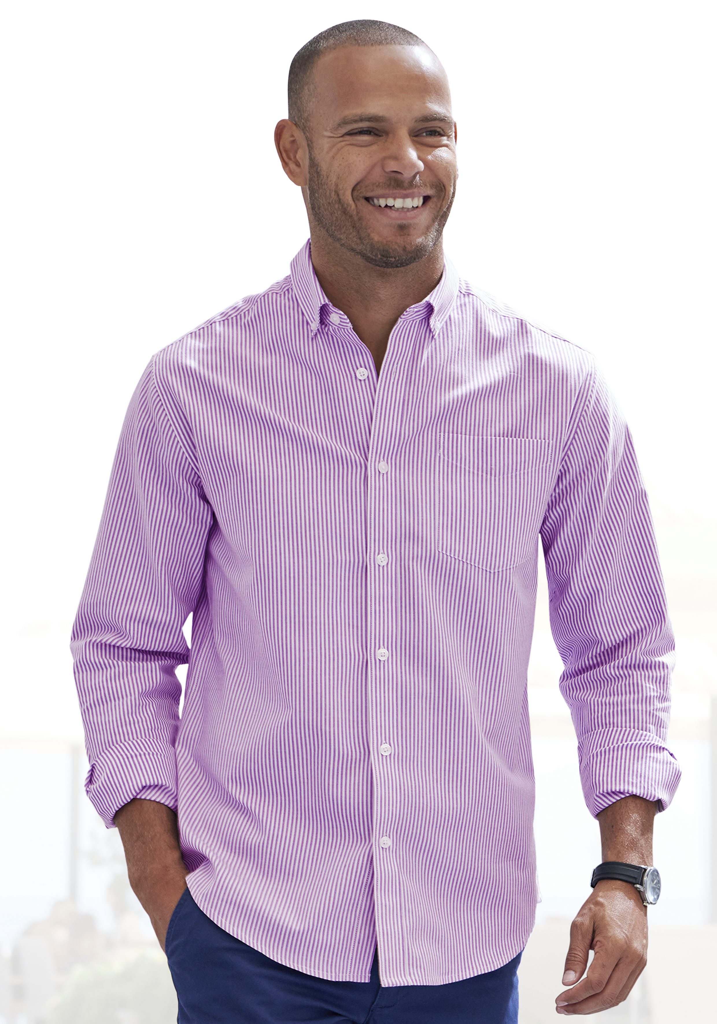 H.I.S Langarmhemd "Regular-fit", Oxfordhemd langarm mit Button-down-Kragen günstig online kaufen
