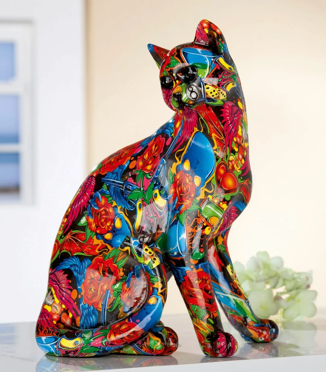 GILDE Dekofigur »Figur Pop Art Katze«, Dekoobjekt, Tierfigur, Höhe 29 cm, W günstig online kaufen