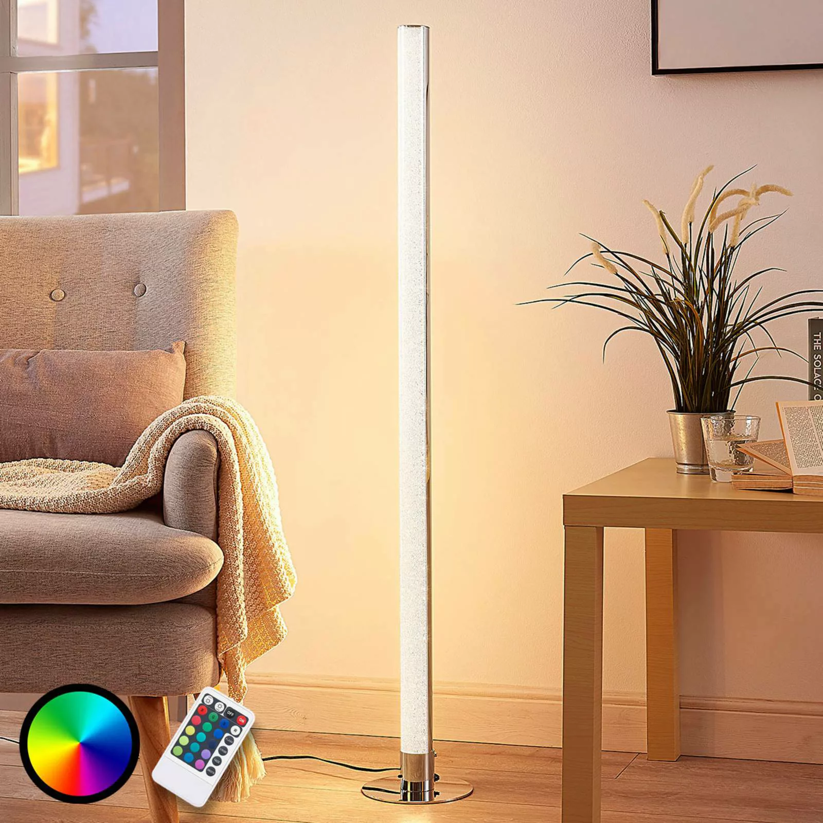 Lindby LED-Stehlampe Hadis, RGB, Fernbedienung, weiß, 120 cm günstig online kaufen