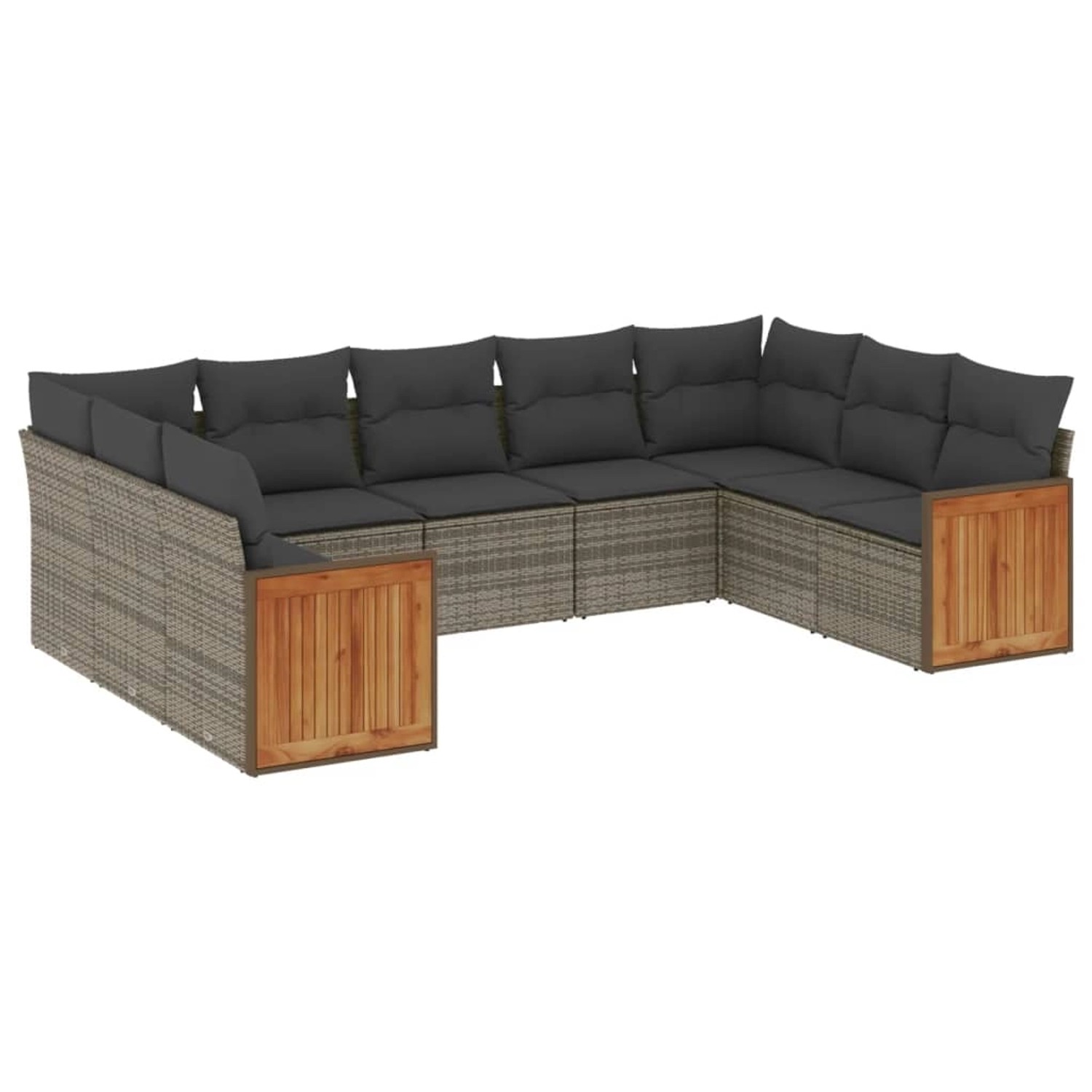 vidaXL 9-Tlg Garten-Sofagarnitur mit Kissen Grau Poly Rattan 3260359 günstig online kaufen