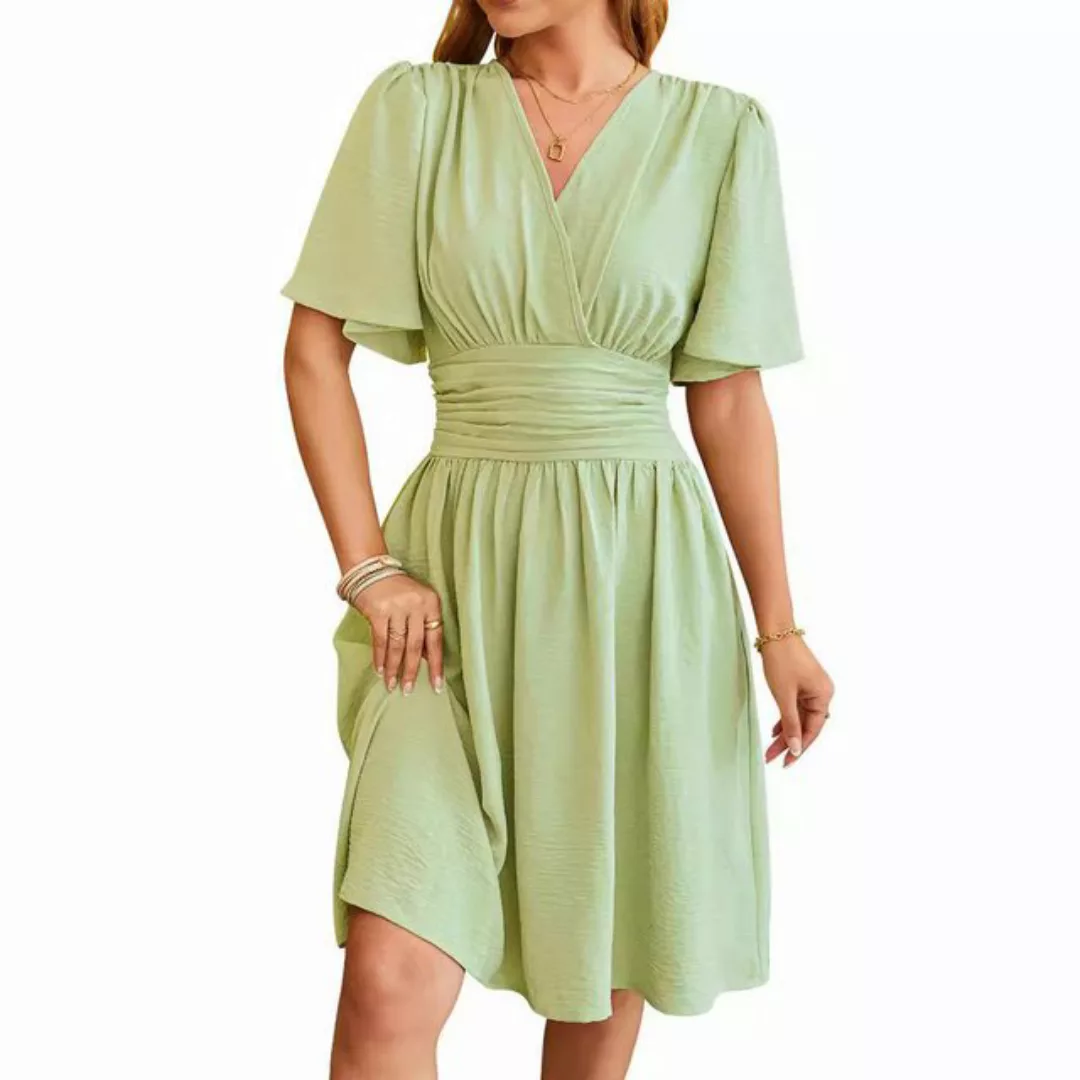 Orient Phoenix A-Linien-Kleid Damen Sommer Leinen-Minikleid lässige Taille günstig online kaufen
