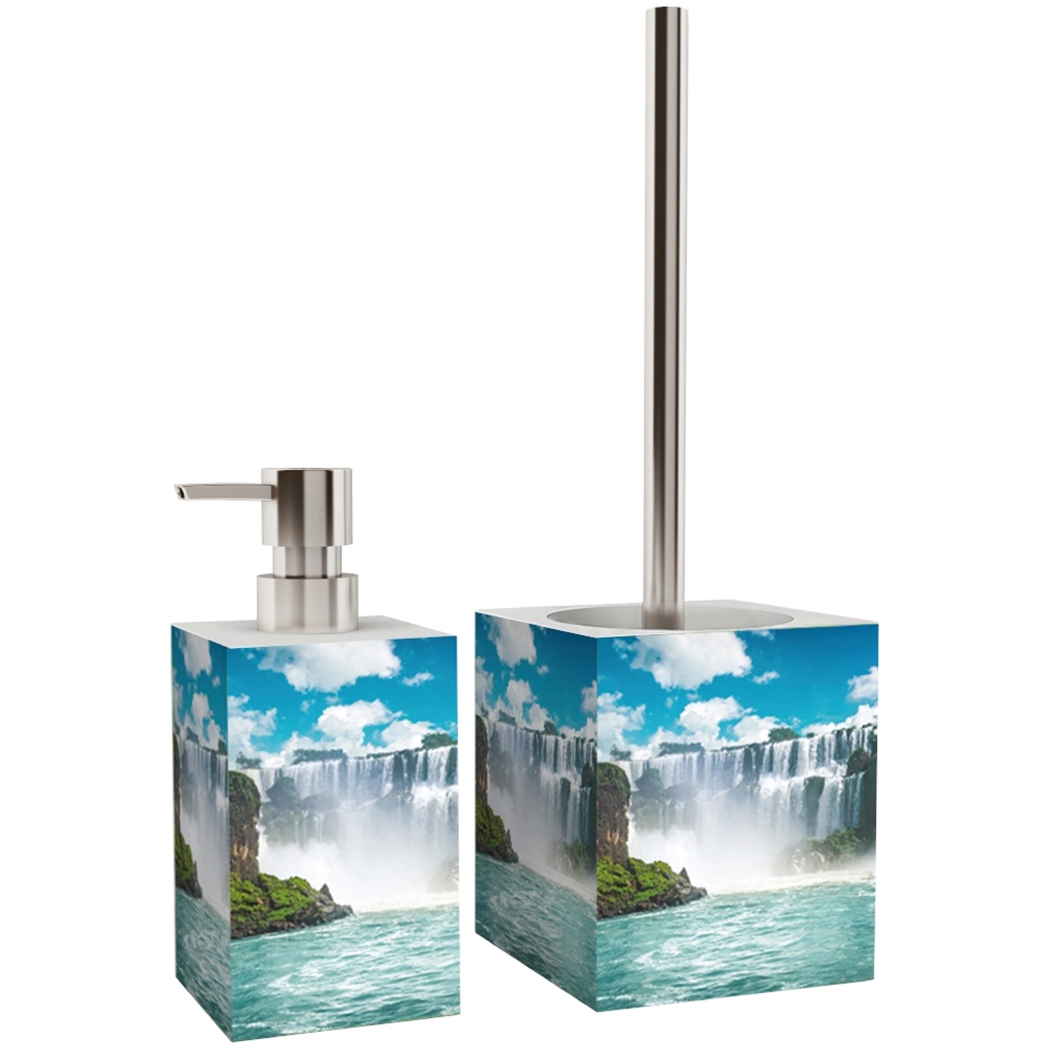 Sanilo Badezimmer Set, Seifenspender und WC Bürste Wasserfall günstig online kaufen