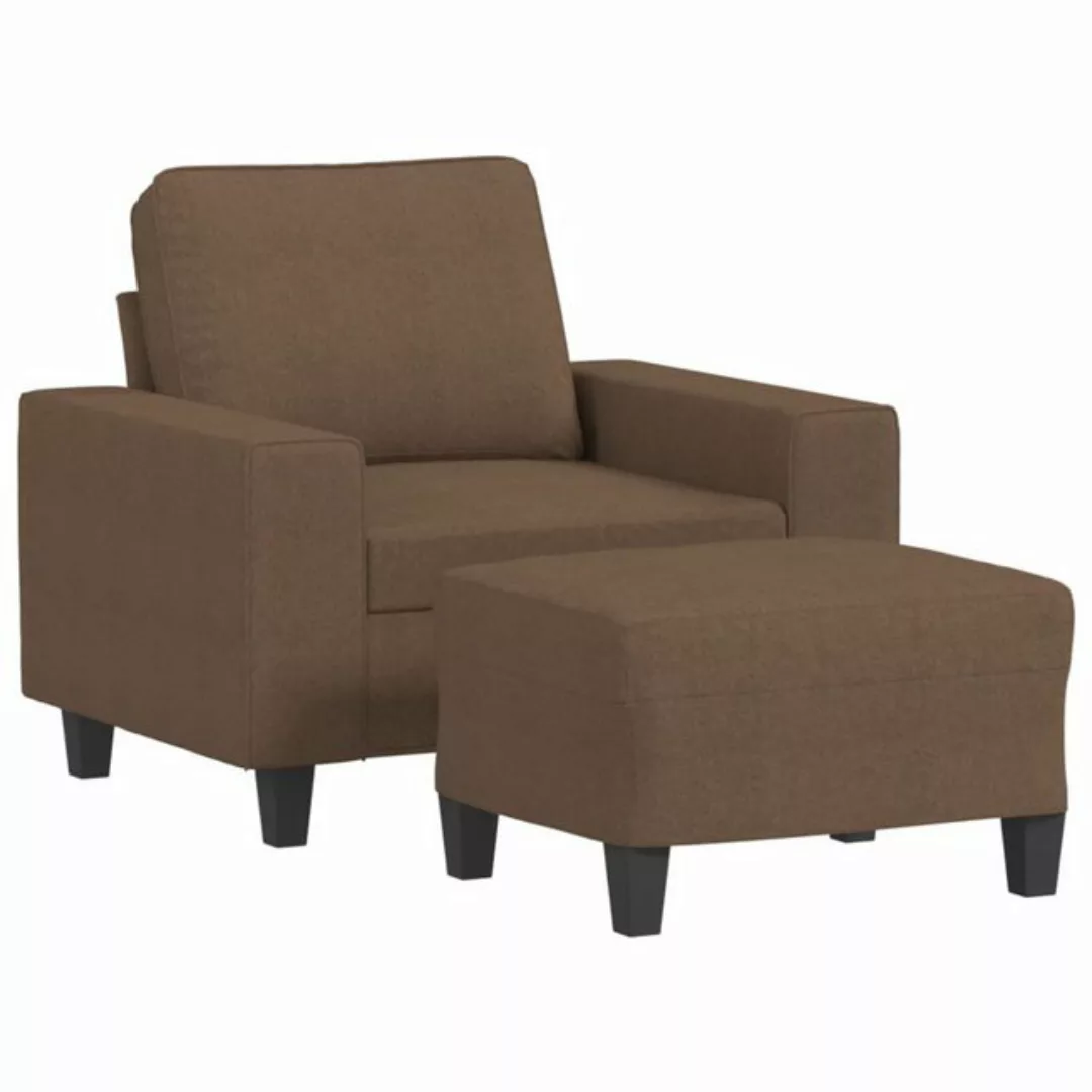 vidaXL Sofa Sessel mit Hocker Braun 60 cm Stoff günstig online kaufen