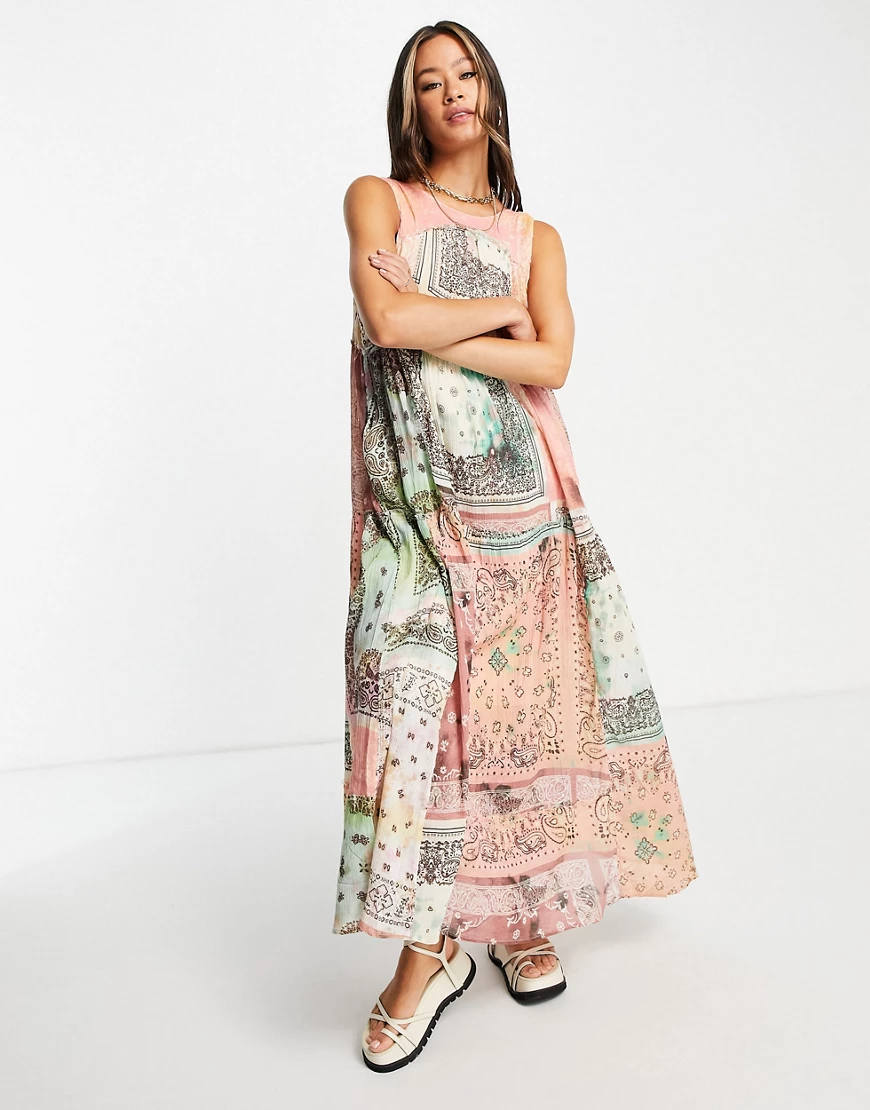 Free People – Bandana Rama – Buntes Maxikleid mit Patchwork-Muster-Mehrfarb günstig online kaufen