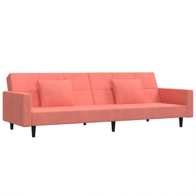 vidaXL Sofa Schlafsofa 2-Sitzer mit 2 Kissen Rosa Samt günstig online kaufen