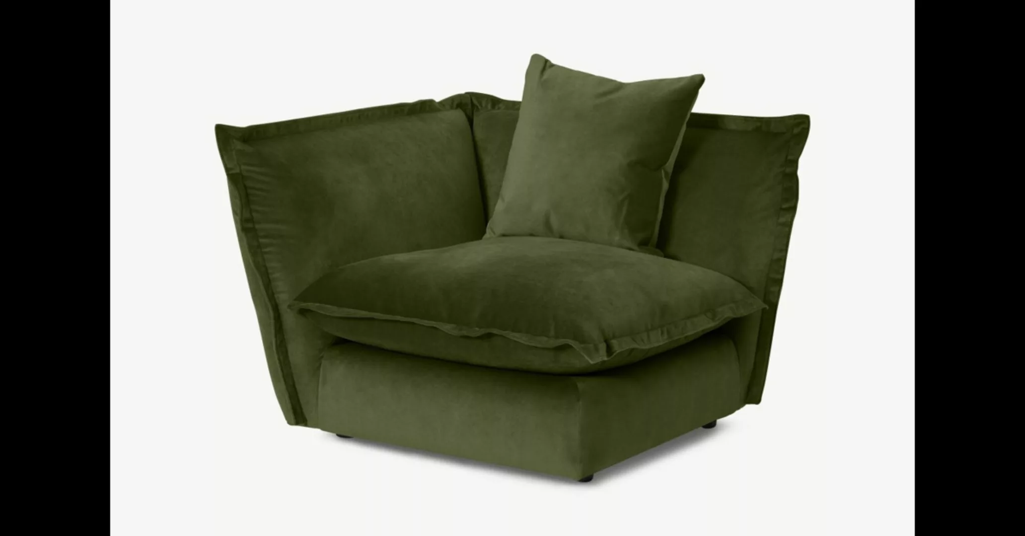 Fernsby Sofa-Eckmodul, recycelter Samt in Moosgruen - MADE.com günstig online kaufen
