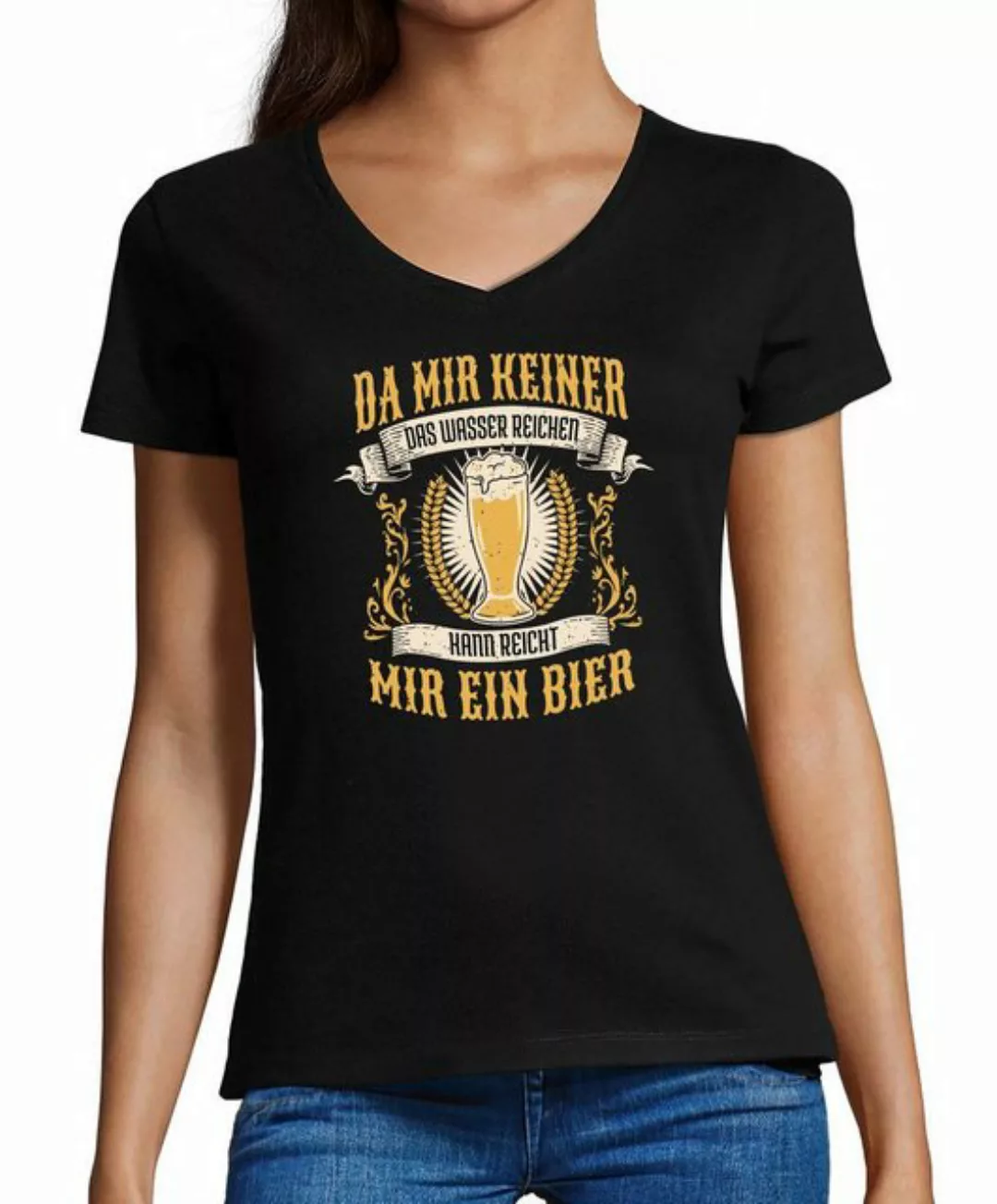 MyDesign24 T-Shirt Damen Oktoberfest T-Shirt - Reicht mir ein Bier V-Aussch günstig online kaufen