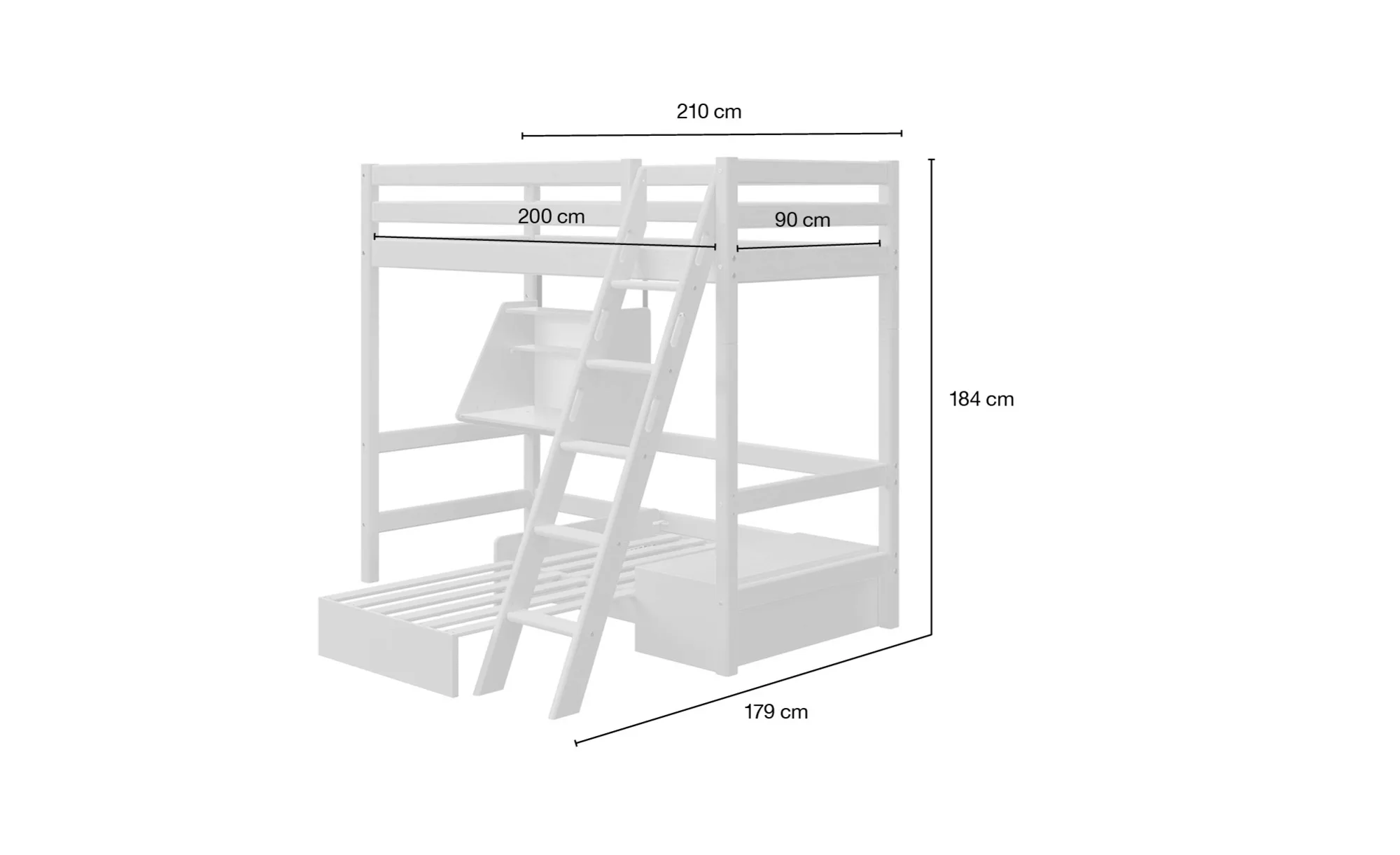 FLEXA Casa Hochbett  Flexa Classic ¦ grau ¦ Maße (cm): B: 179 H: 184 Kinder günstig online kaufen