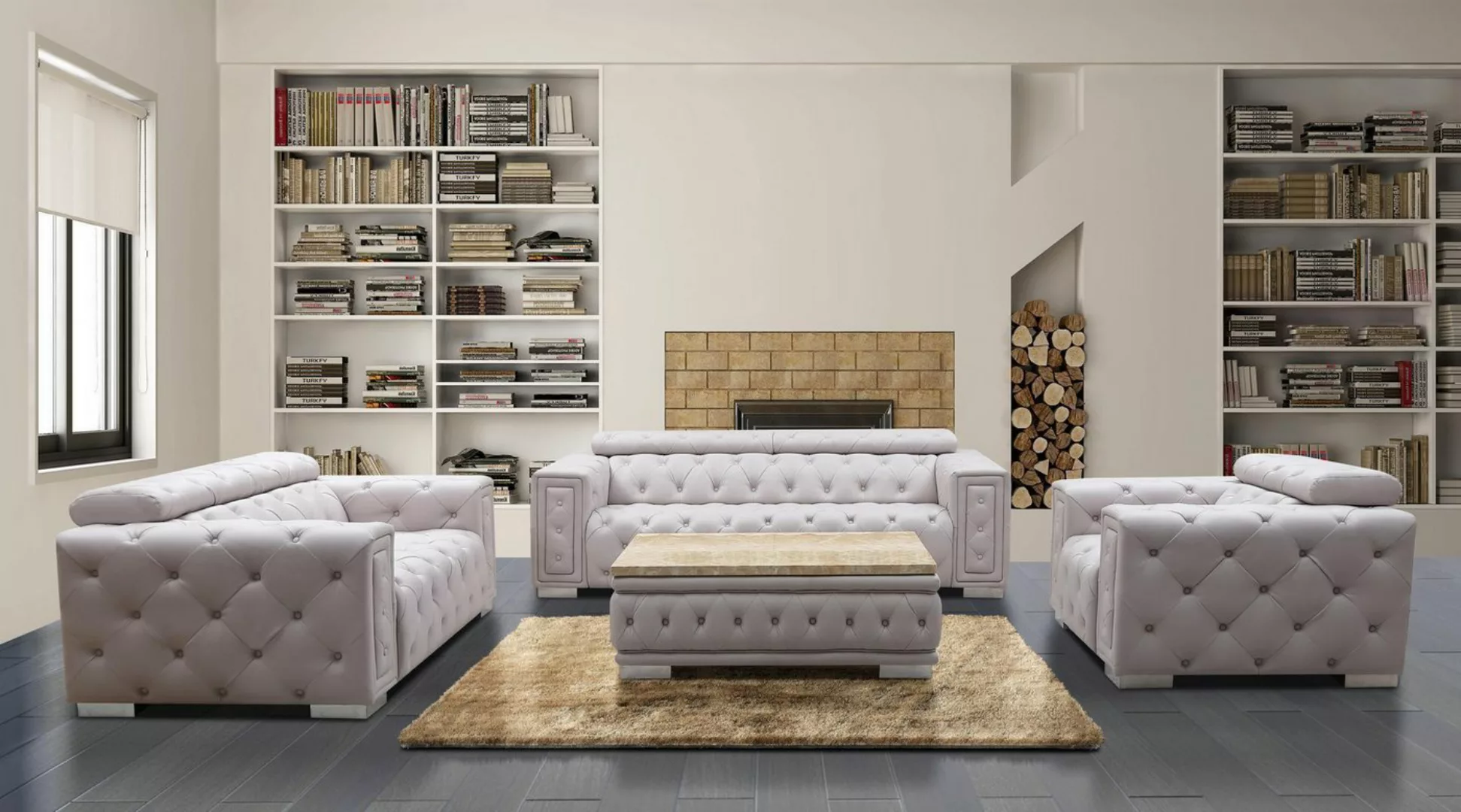 Xlmoebel Sofa Neues Chesterfield-Sofa-Set mit drei Sitzen auf jeder Seite i günstig online kaufen