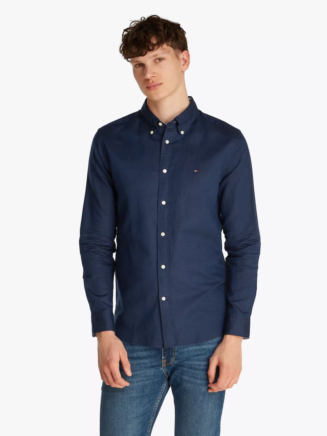 Tommy Hilfiger Langarmhemd LINEN BLEND SOLID günstig online kaufen