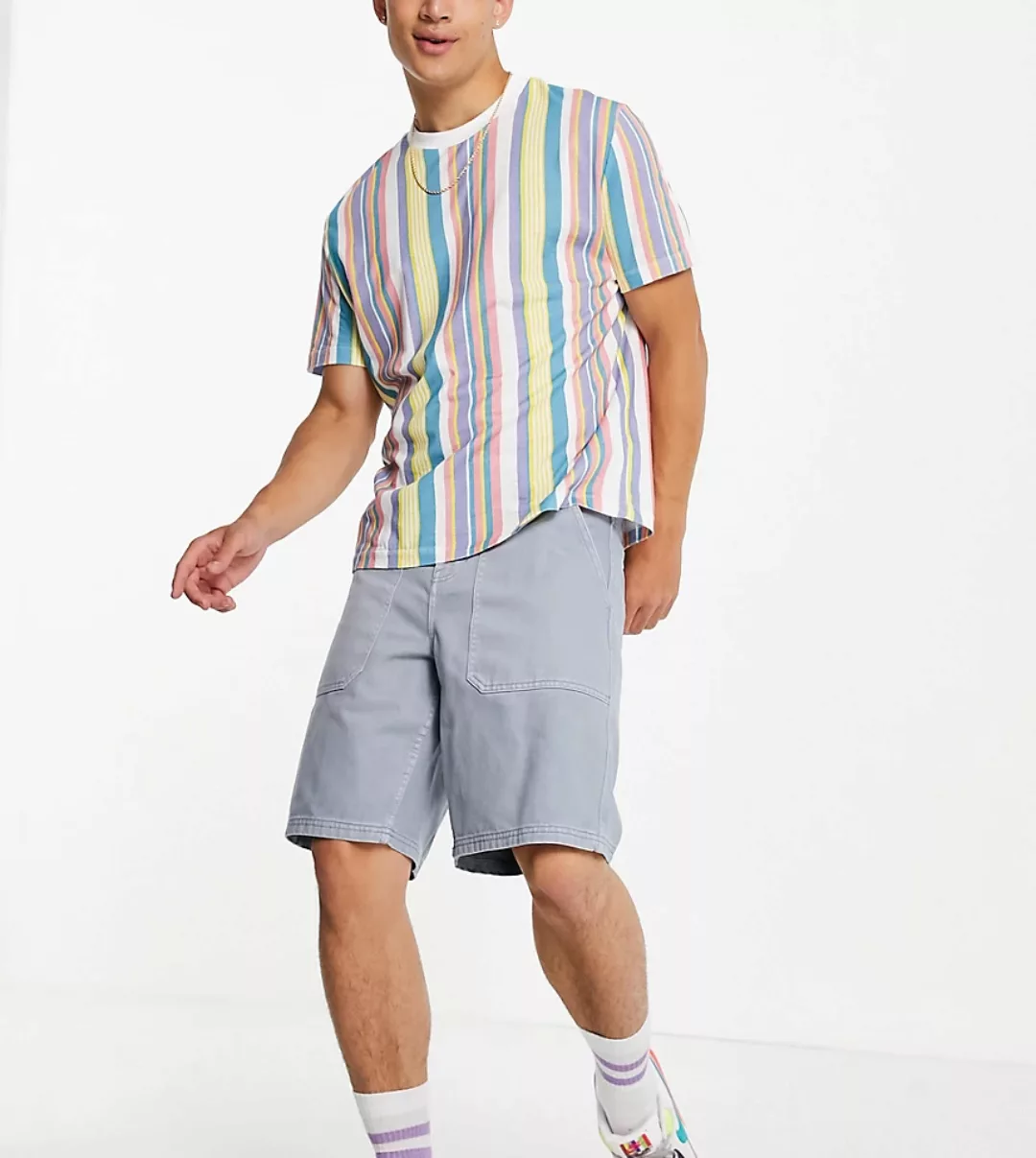 New Look – Twill-Shorts mit lockerem Schnitt in Blau günstig online kaufen