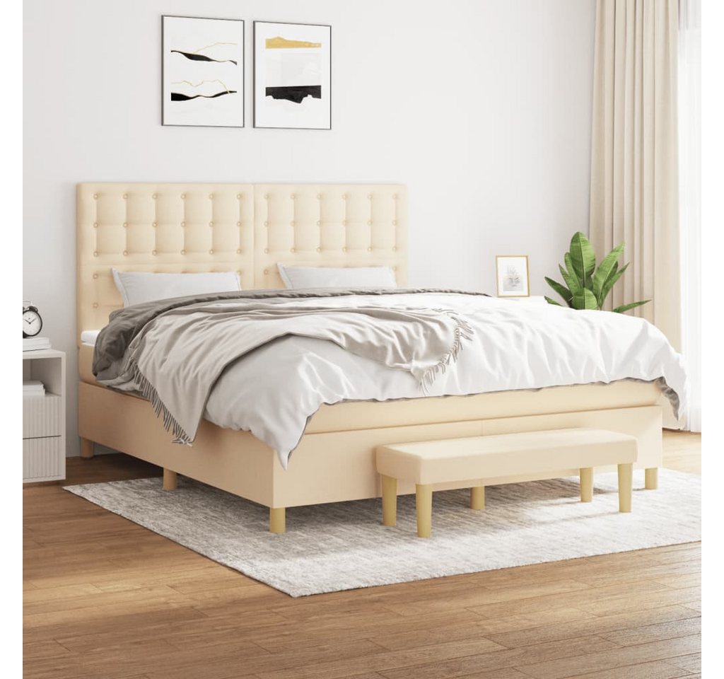 vidaXL Boxspringbett Boxspringbett mit Matratze Creme 160x200 cm Stoff Bett günstig online kaufen