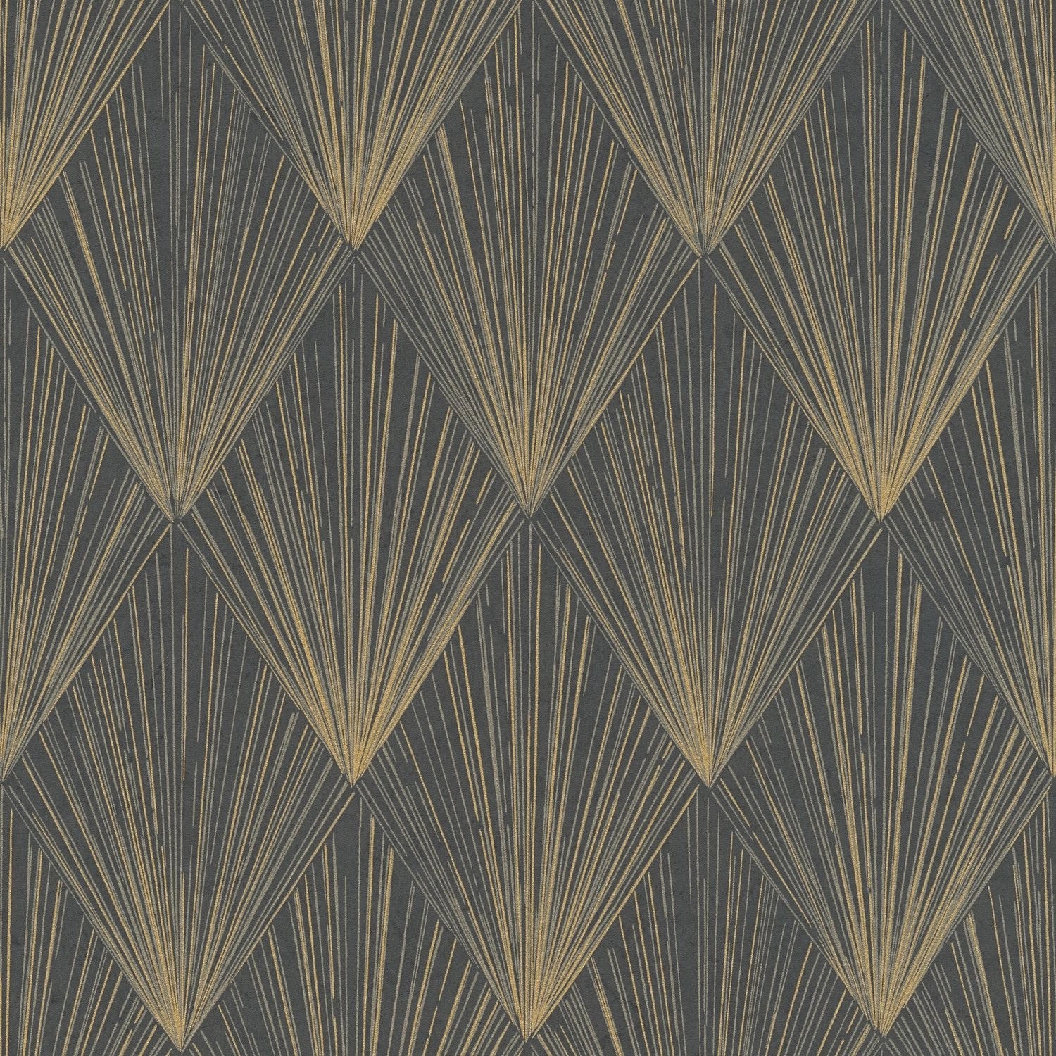 PROFHOME 378644-GU Grafik Tapete Geometrisch Schwarz Gold Grau 0,53 m x 10, günstig online kaufen