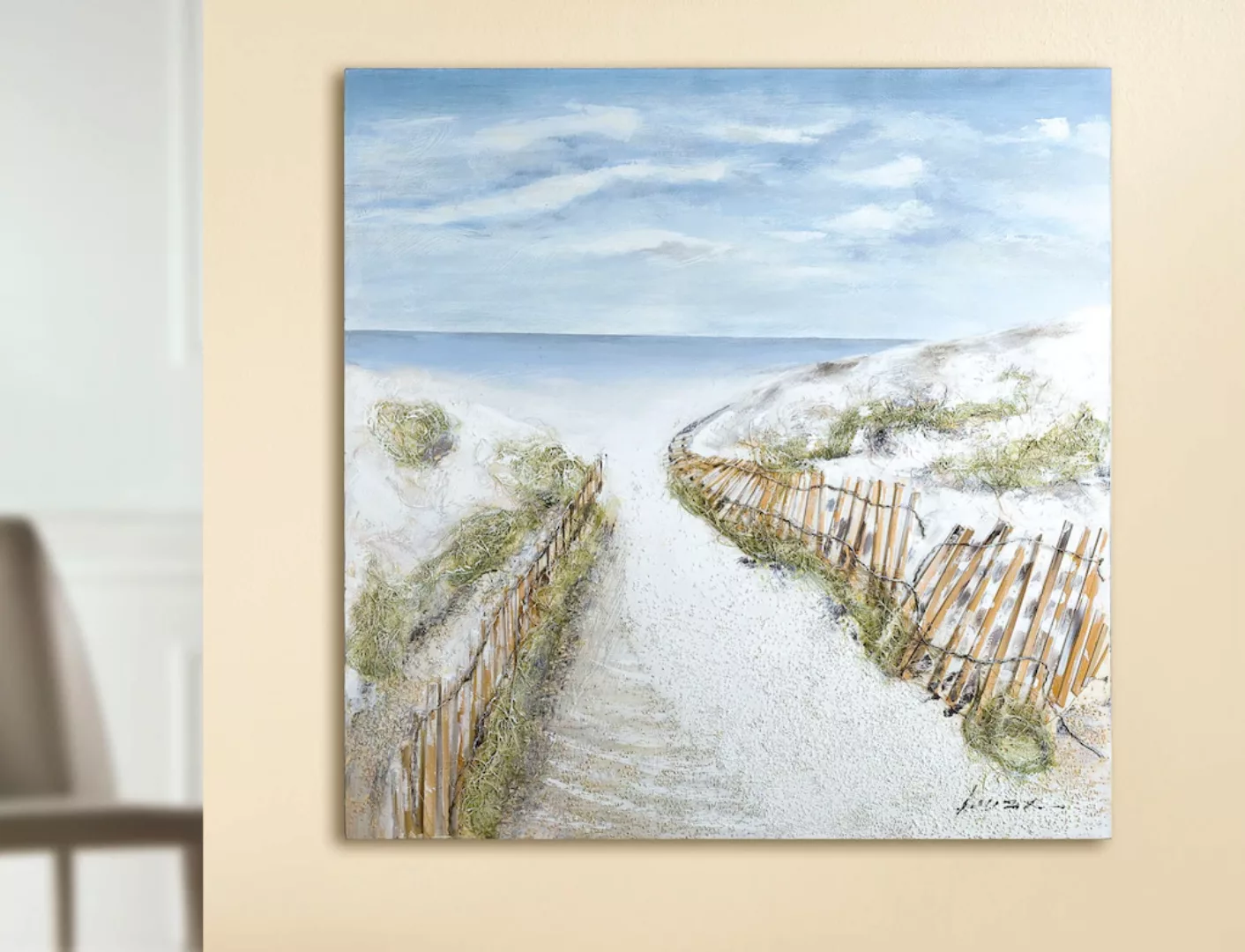 GILDE Leinwandbild "Gemälde Dünen-Idylle", Landschaft-Strand, (1 St.) günstig online kaufen