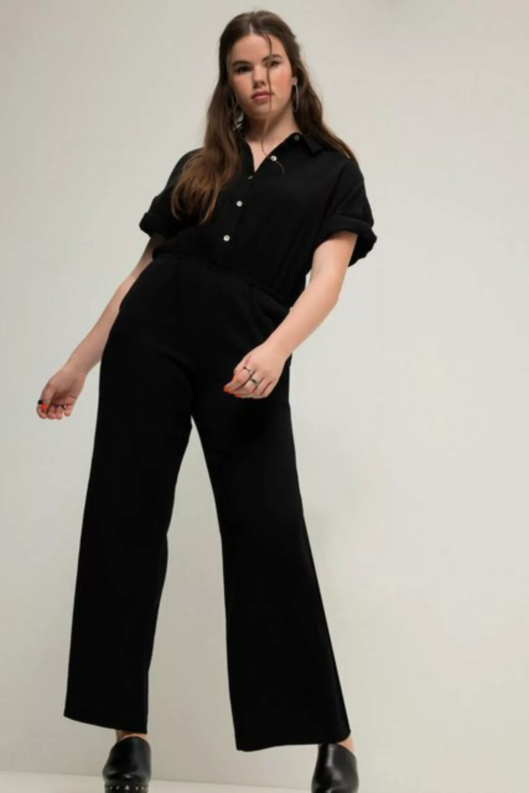 Studio Untold Sommerkleid Jumpsuit Musselin elastische Taille Halbarm günstig online kaufen